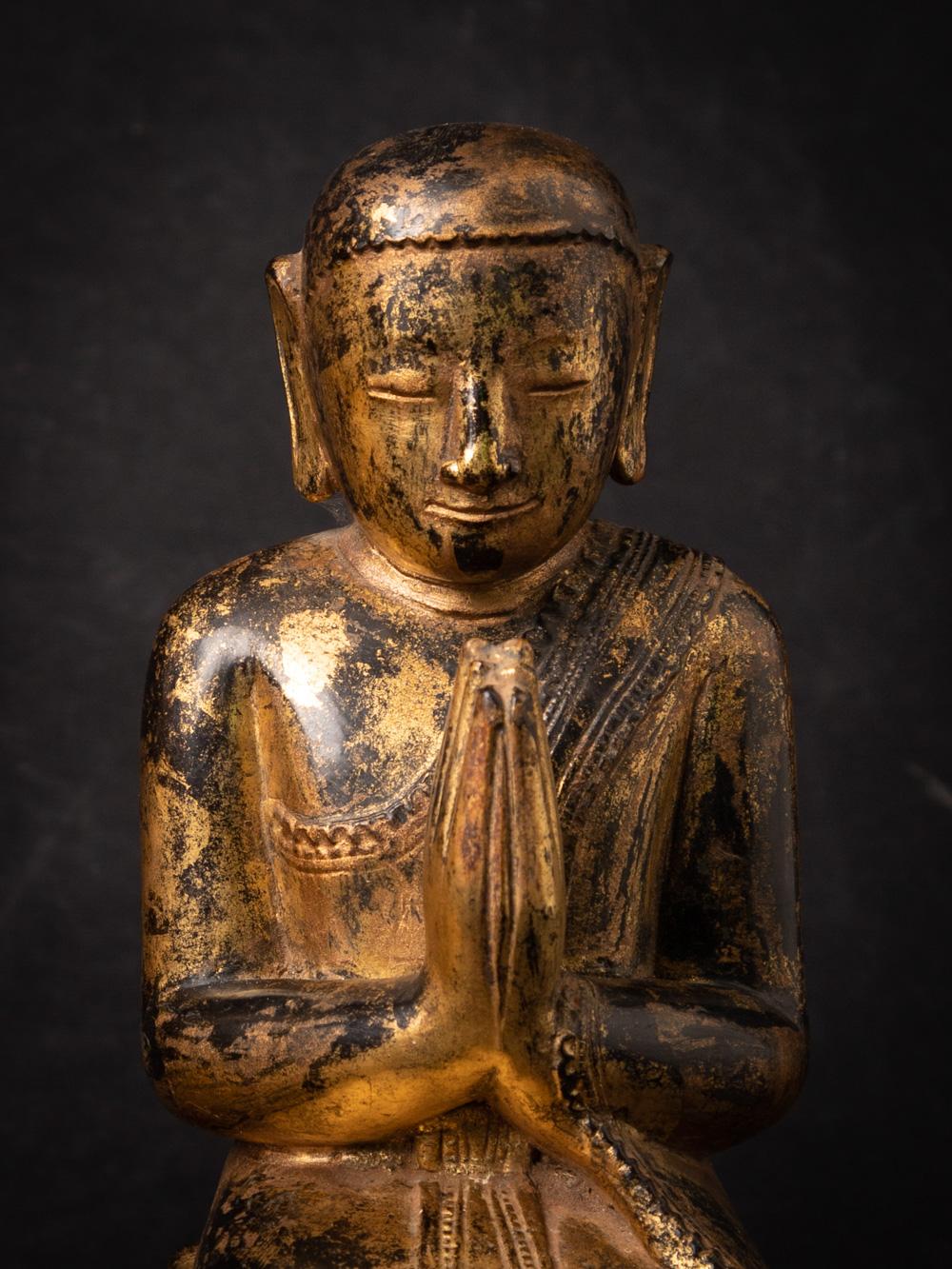 18th century pair of antique wooden Burmese Monk statues - OriginalBuddhas For Sale 3