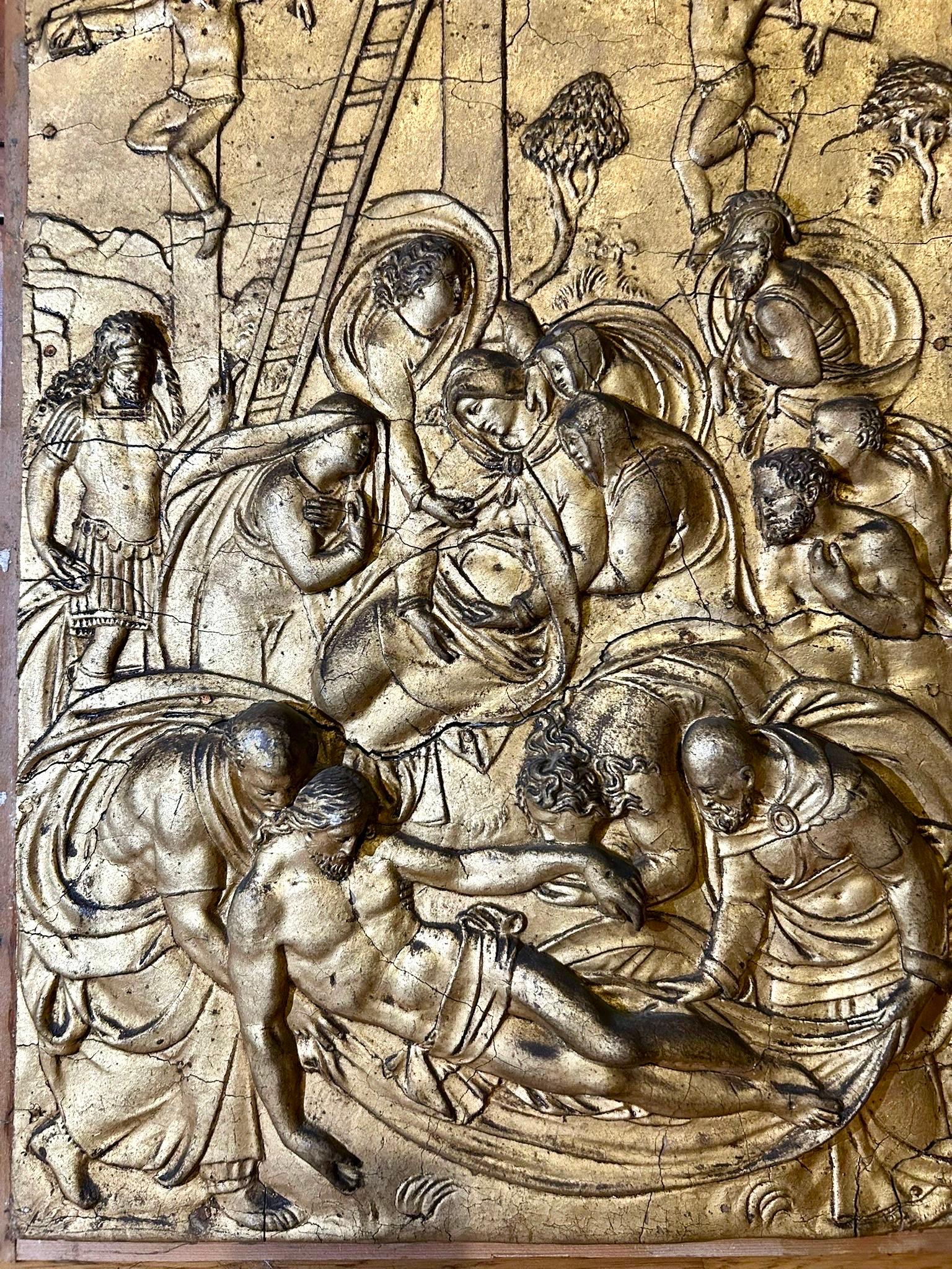 18th Century 18th century Pair of Baroque panels gilded stucco molding fixed on wooden panels For Sale