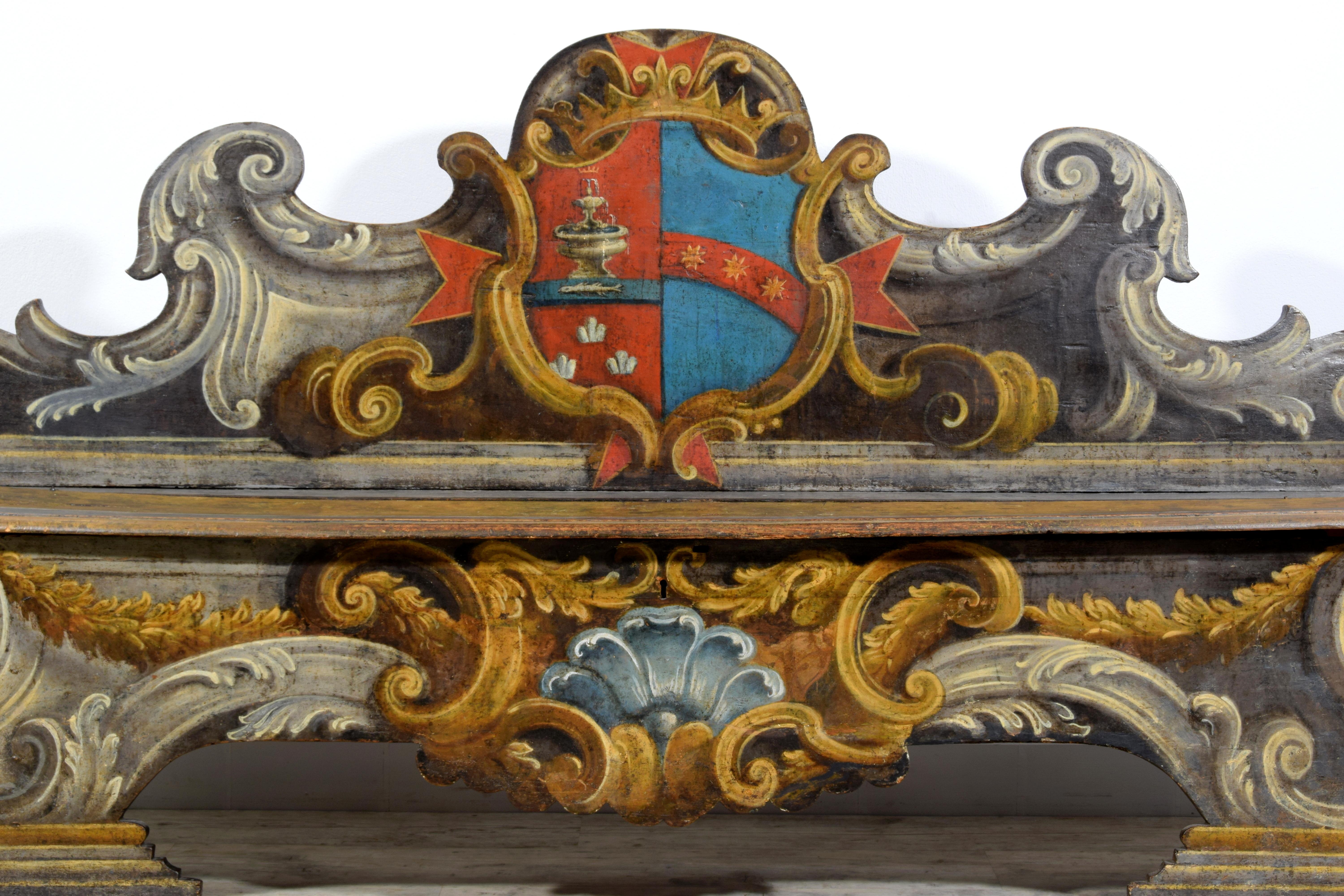 XVIIIe siècle, Paire de bancs baroques en bois laqué de Toscane en vente 6