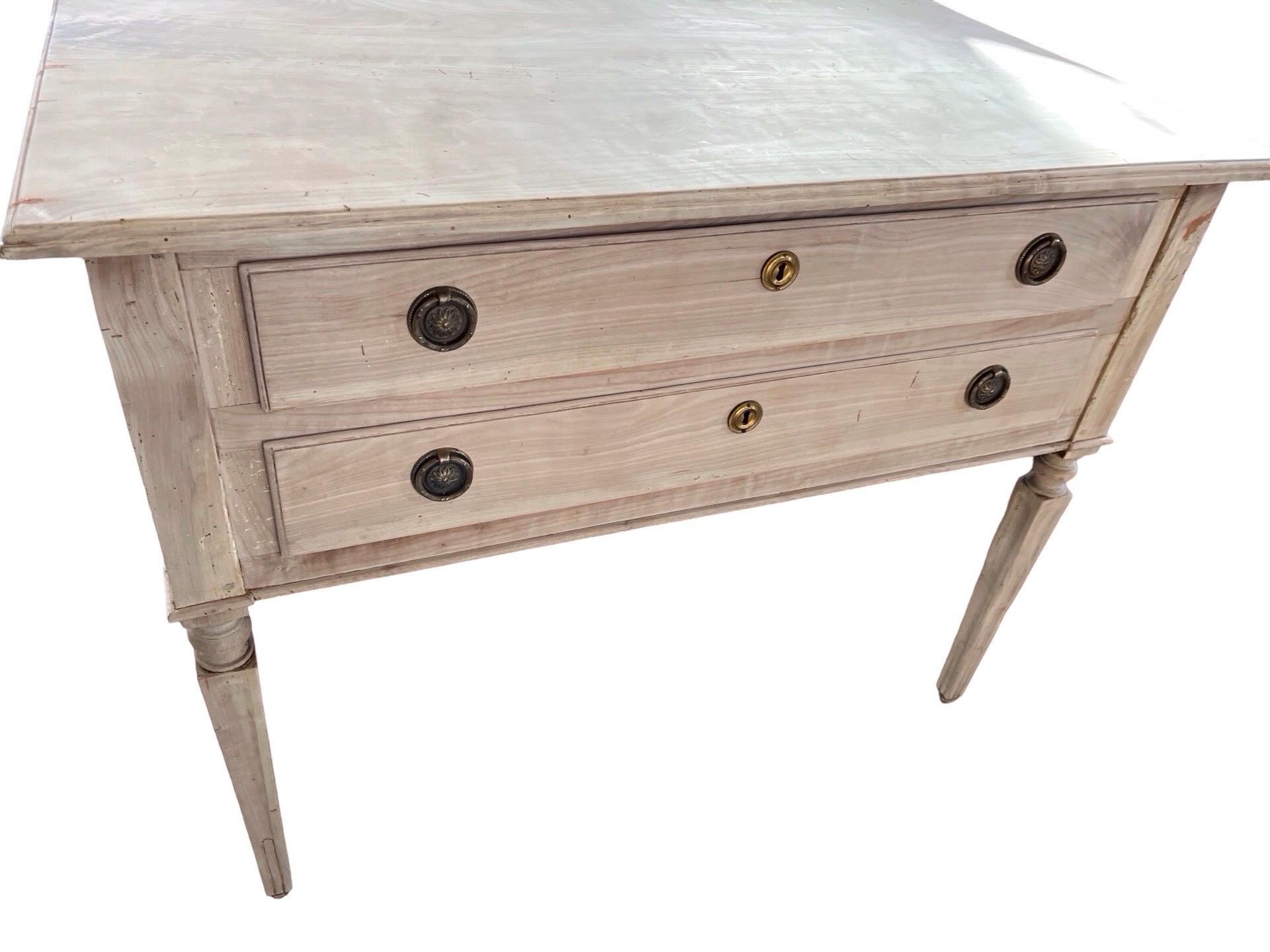 18th Century Pair Of Bleached Cherry Neoclassical Commodes In Fair Condition In Carmine, TX