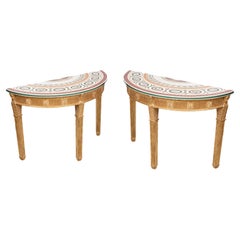 18th Century Pair of Bossi Demi-Lune Gilt Side Tables