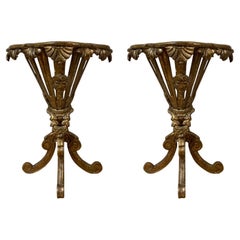 18th Century Pair of Carved Wooden Consoles 