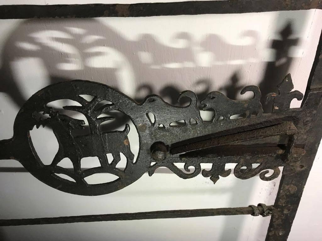 19th Century Pair of Decorative Folk Art Wrought Iron Grilles Window Shutters For Sale 6