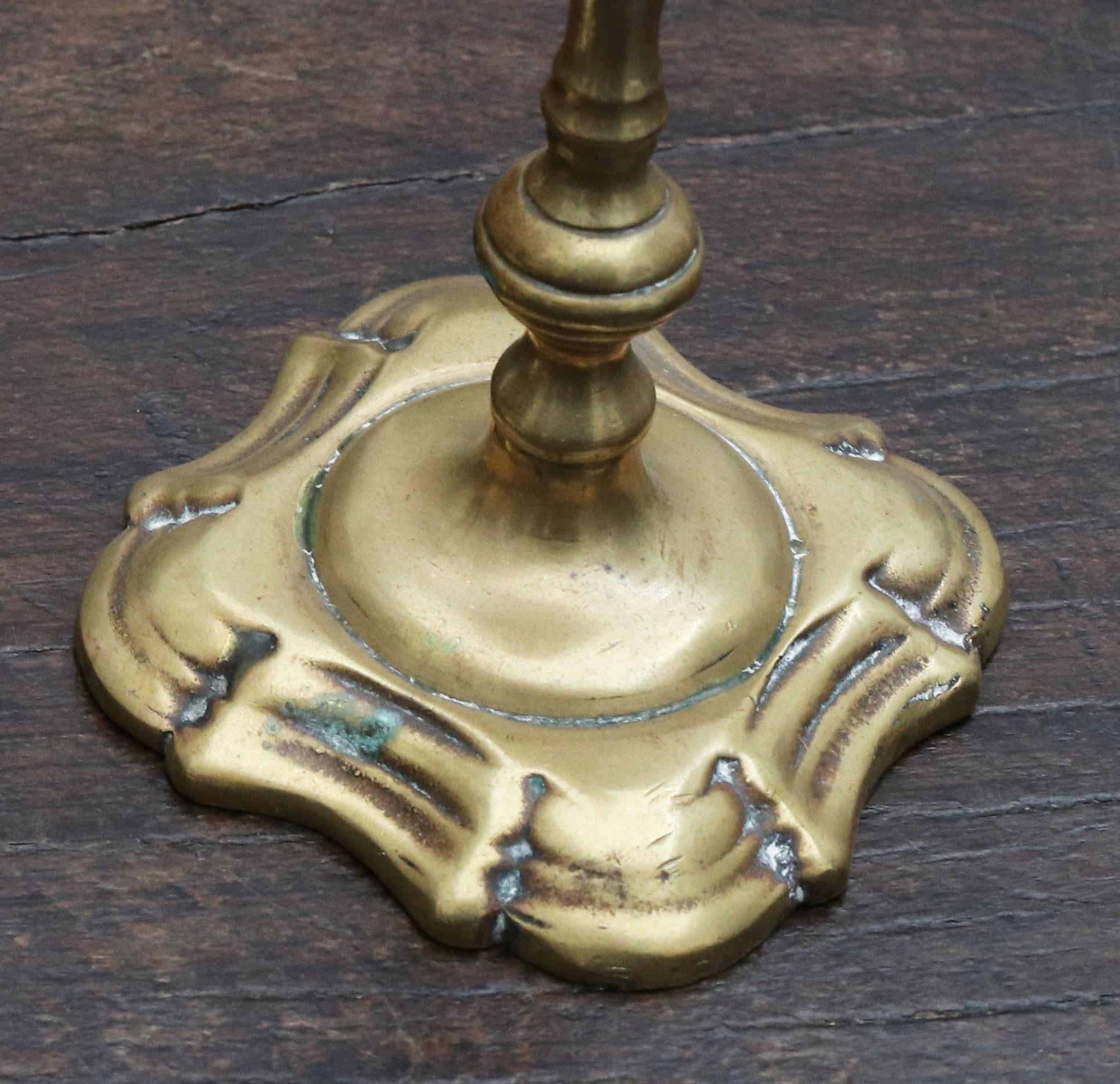 Bronze 18th Century Pair of English Brass Candlesticks