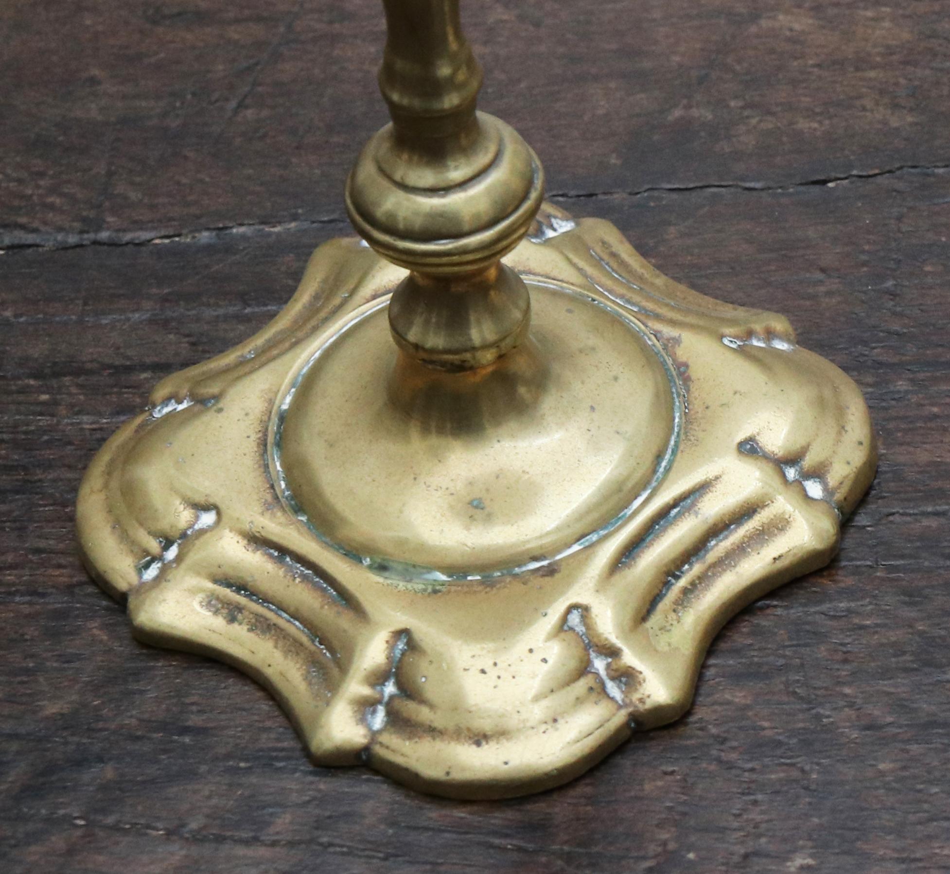18th Century Pair of English Brass Candlesticks 1