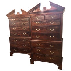18th Century Pair of English Chippendale Chest on Chest / Tallboy