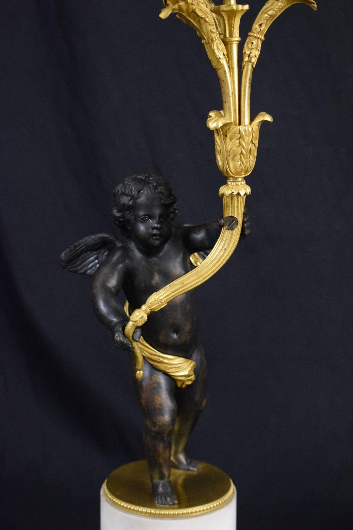 18th Century, Pair of French Gilded Bronze Candlesticks For Sale 6