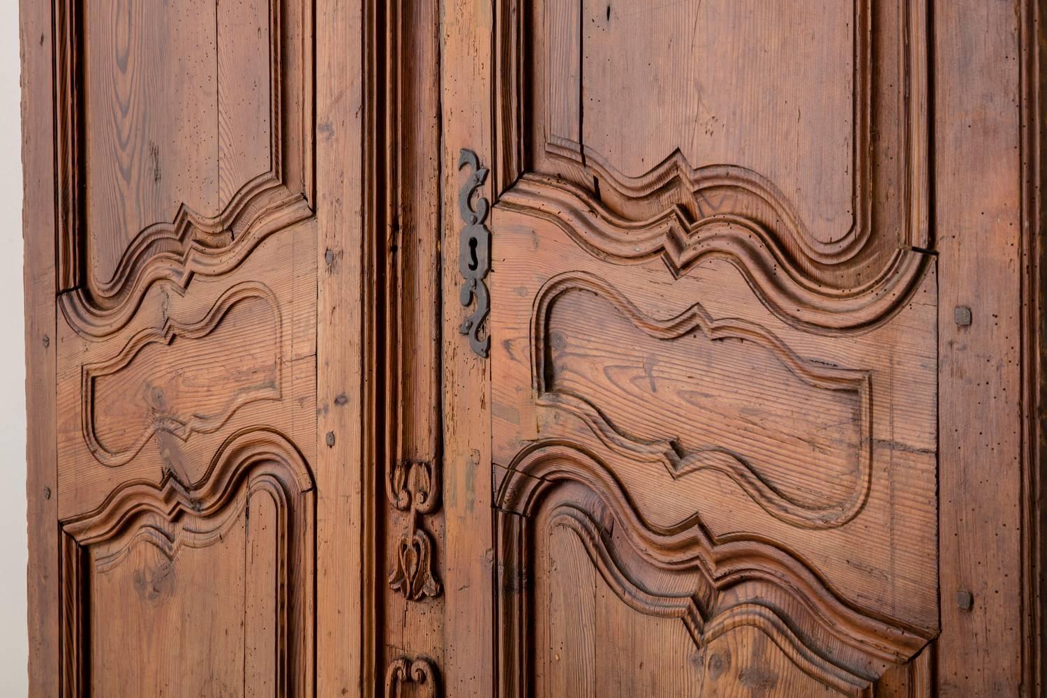 18th Century and Earlier 18th Century Pair of French Louis XV Style Walnut Armoire Doors