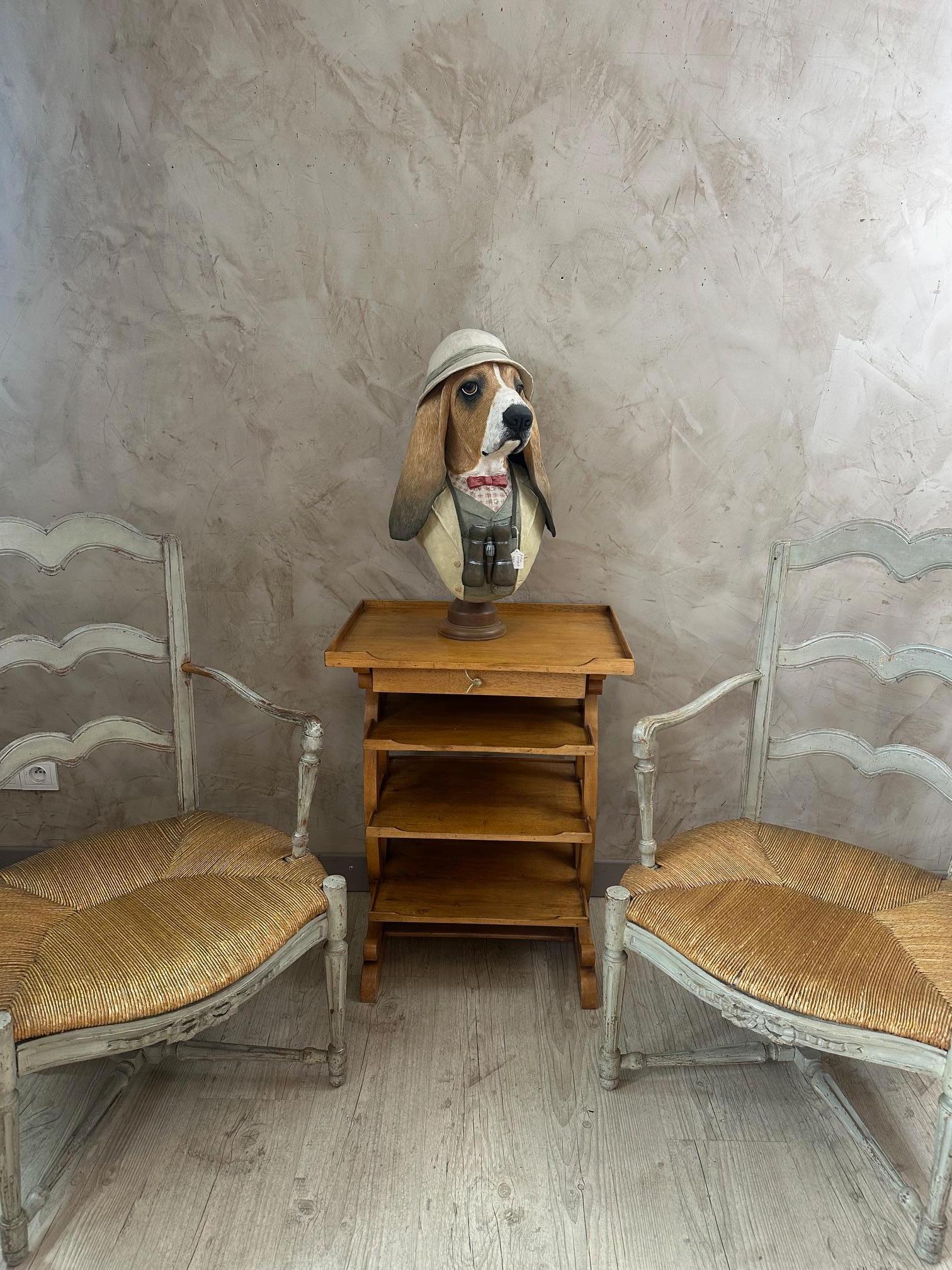 18th century, Pair of French Provincial Straw and Wood Armchair 8