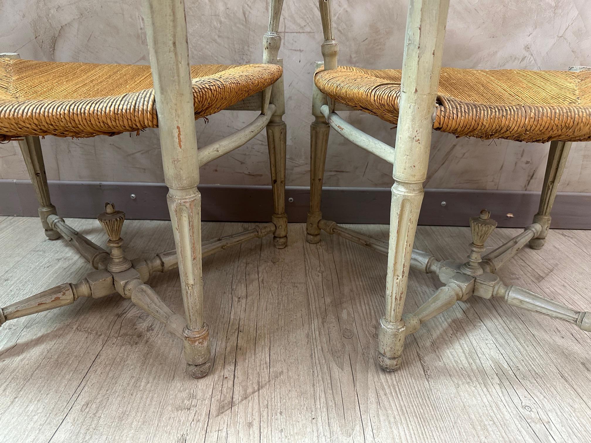 18th century, Pair of French Provincial Straw and Wood Armchair 5