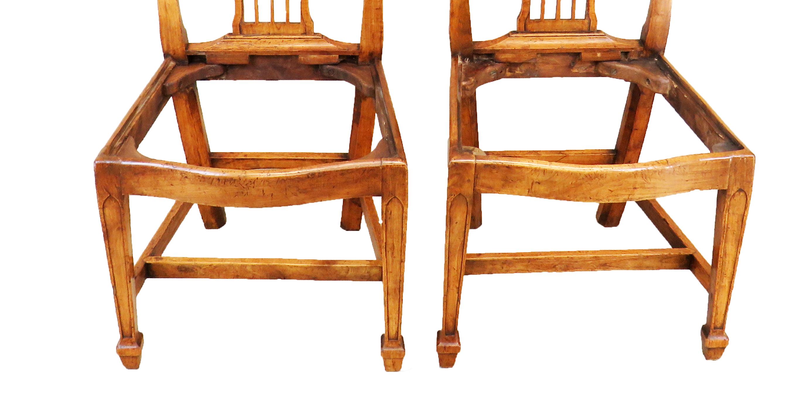 Georgian 18th Century Pair of Fruitwood English Side Chairs