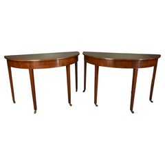 18th century pair of Georgian Demi Lune console tables
