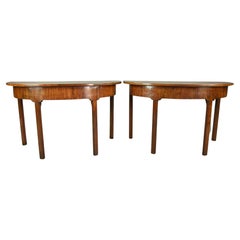 18th century pair of Georgian mahogany demi lune console tables 