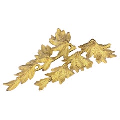 18th Century Pair of Gilt Wood Wall Fragments Sculptures with Leaves and Acorns