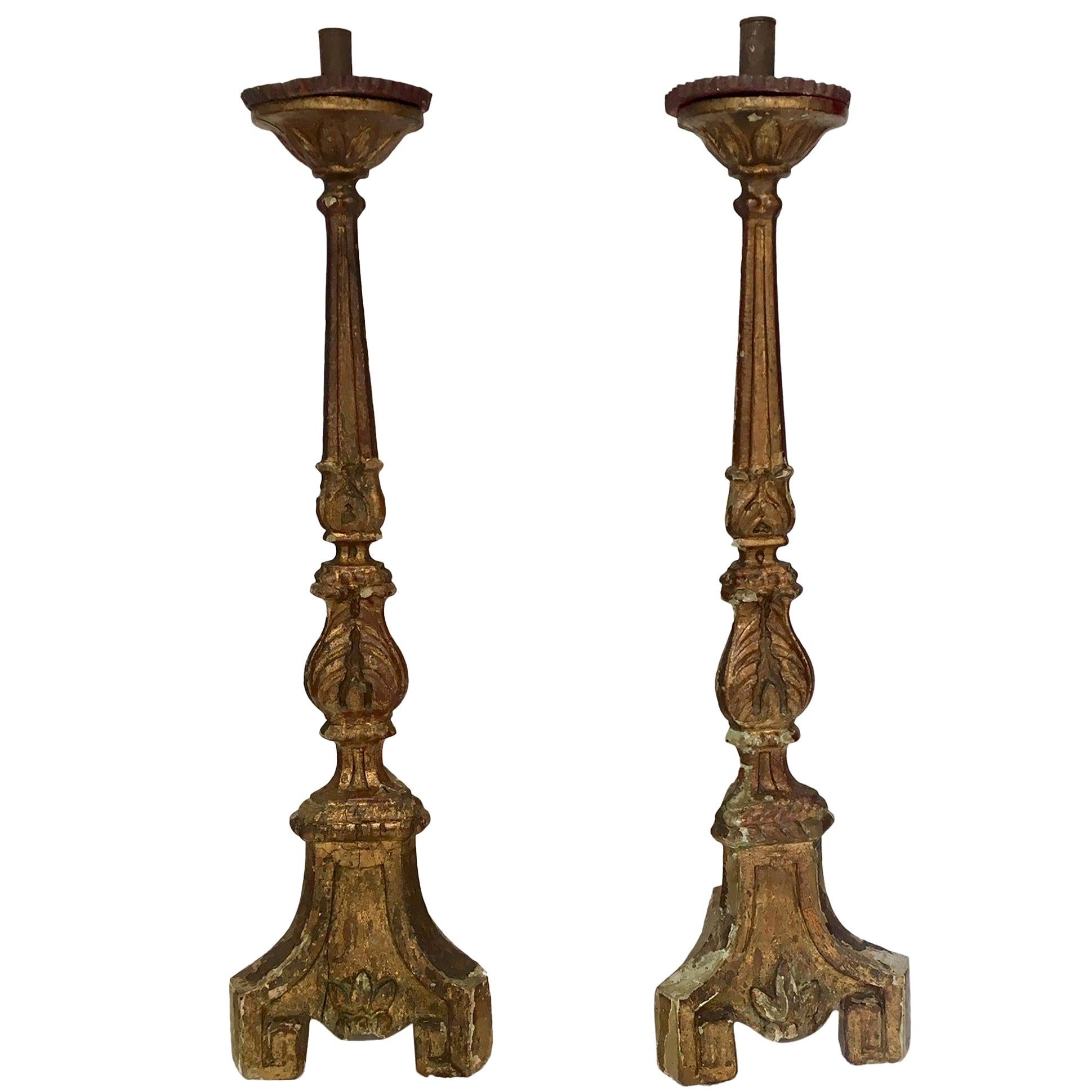18th Century Pair of Giltwood Spanish Torchère