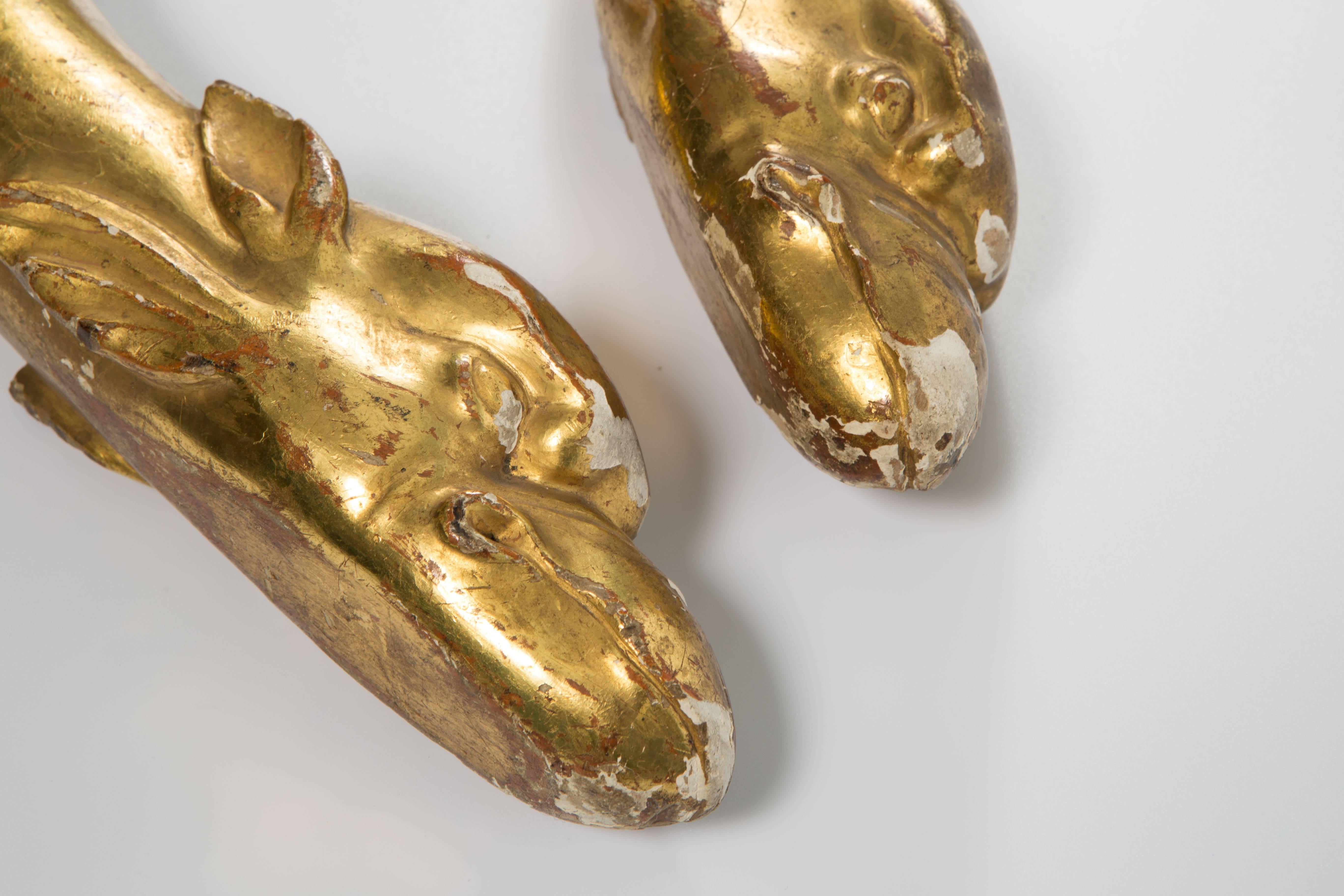 18th Century Pair of Gold Leaf Dolphin Shaped Ornaments  For Sale 6