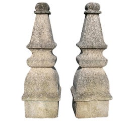 18th Century Pair of Hand Carved Spanish Stone Door Finials