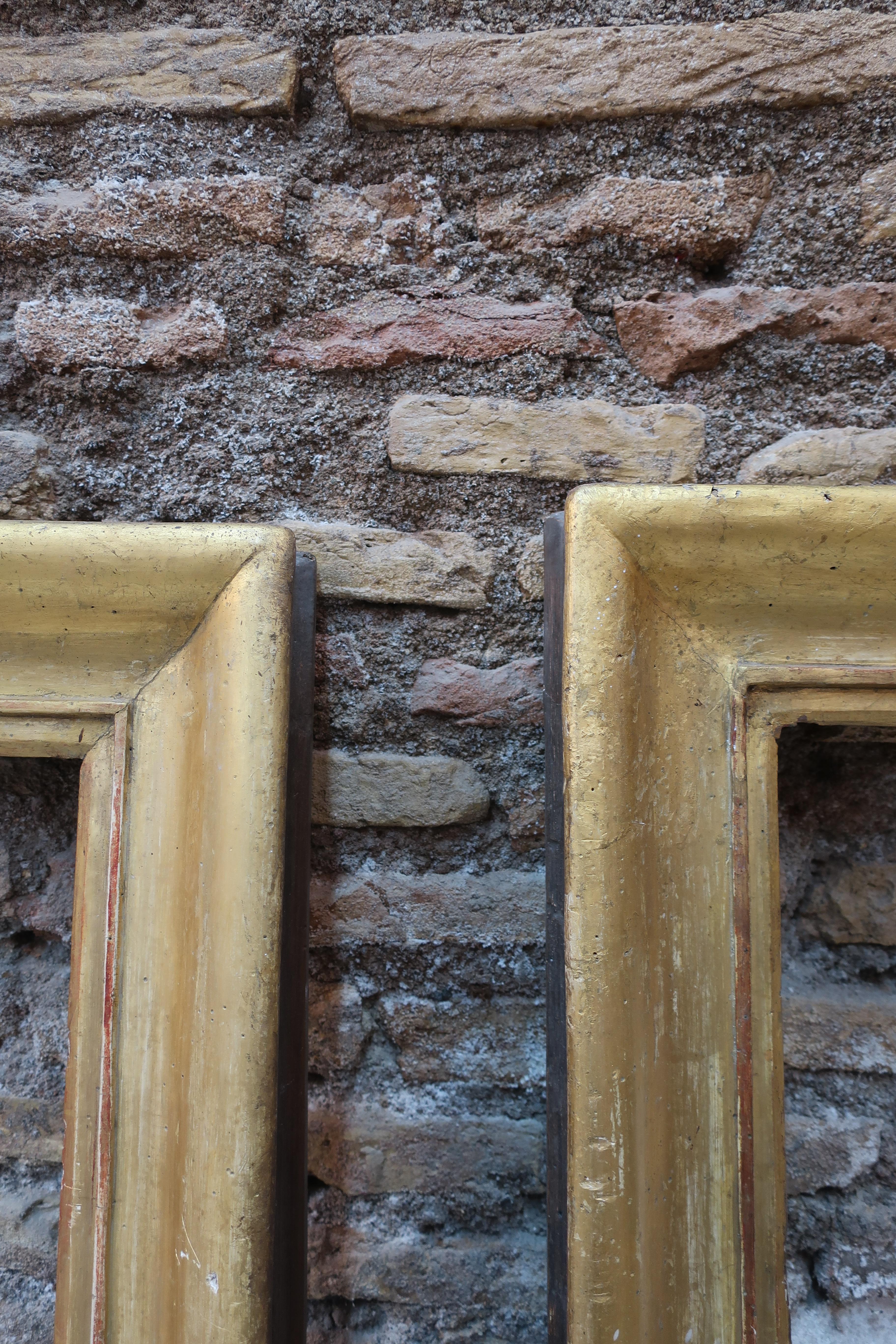 18th Century and Earlier 18th Century Pair of Identical Frames Gilded in Pure Gold Leaf For Sale
