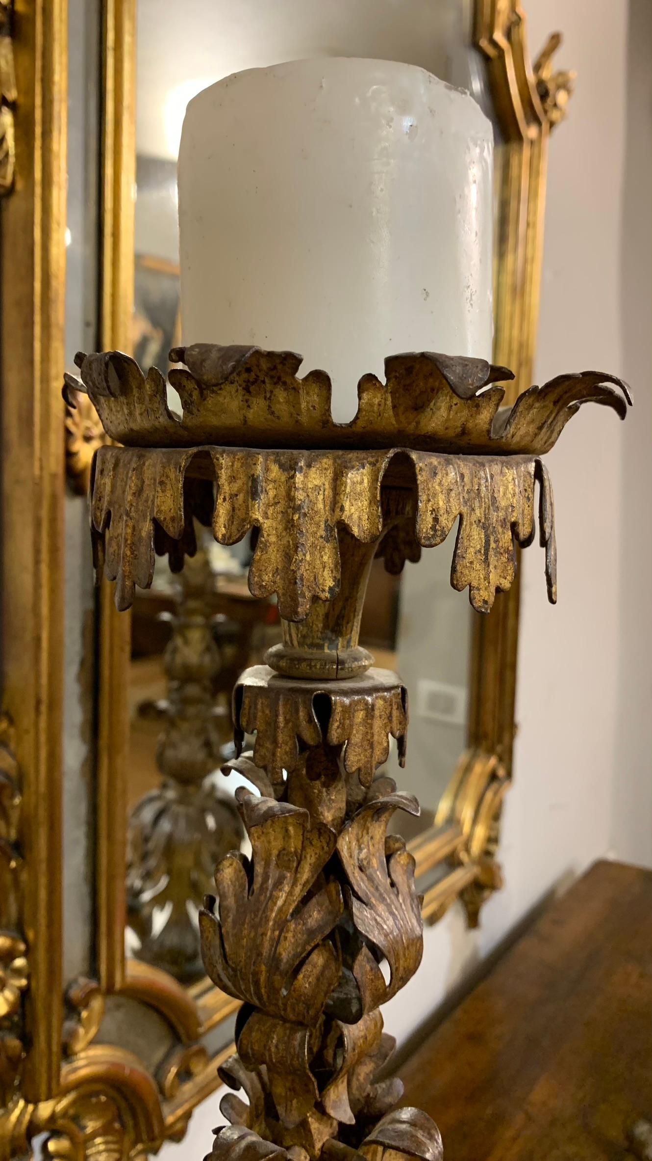 18th Century Pair of Iron Candlesticks  For Sale 6