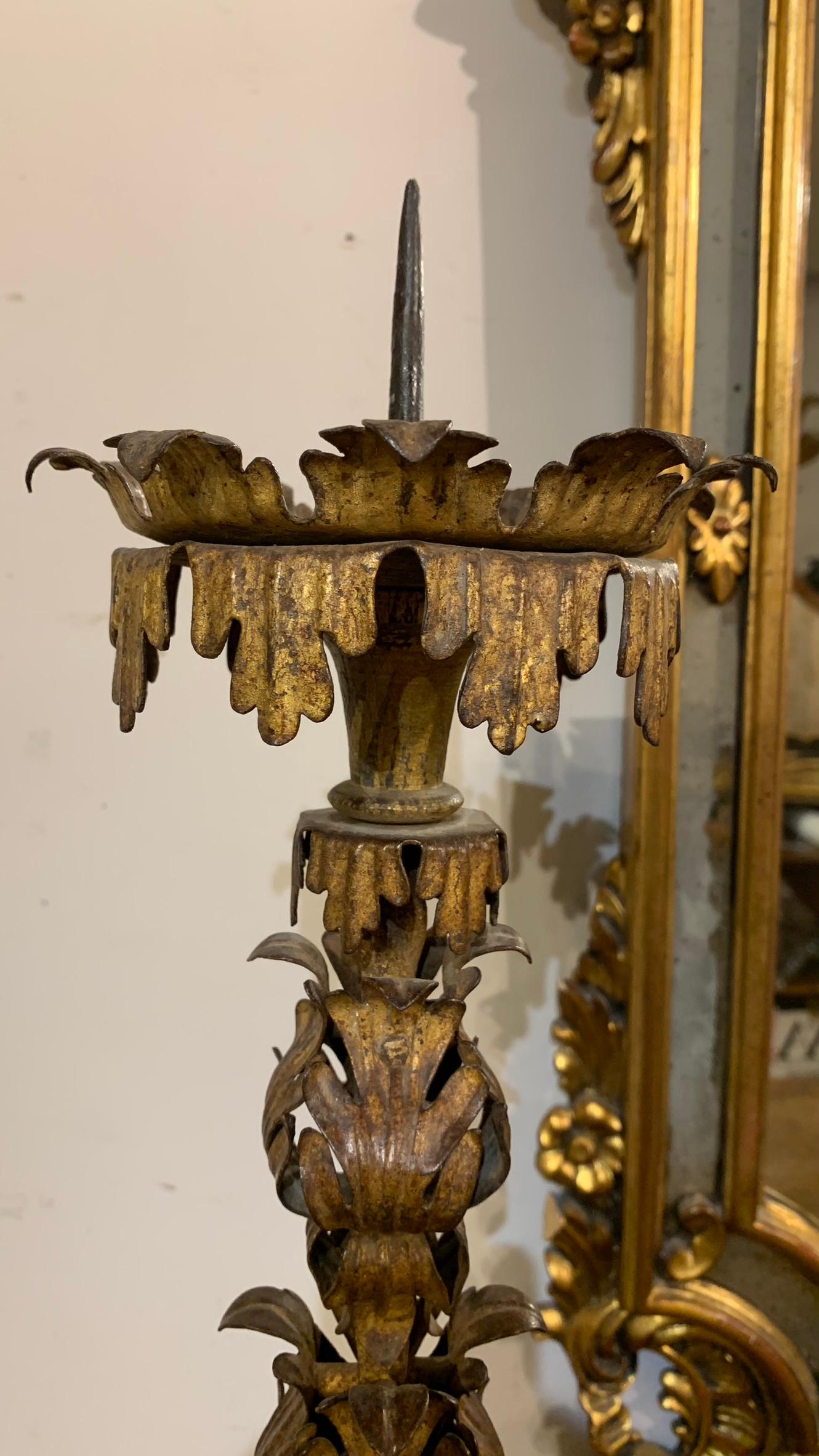 18th Century Pair of Iron Candlesticks  For Sale 7