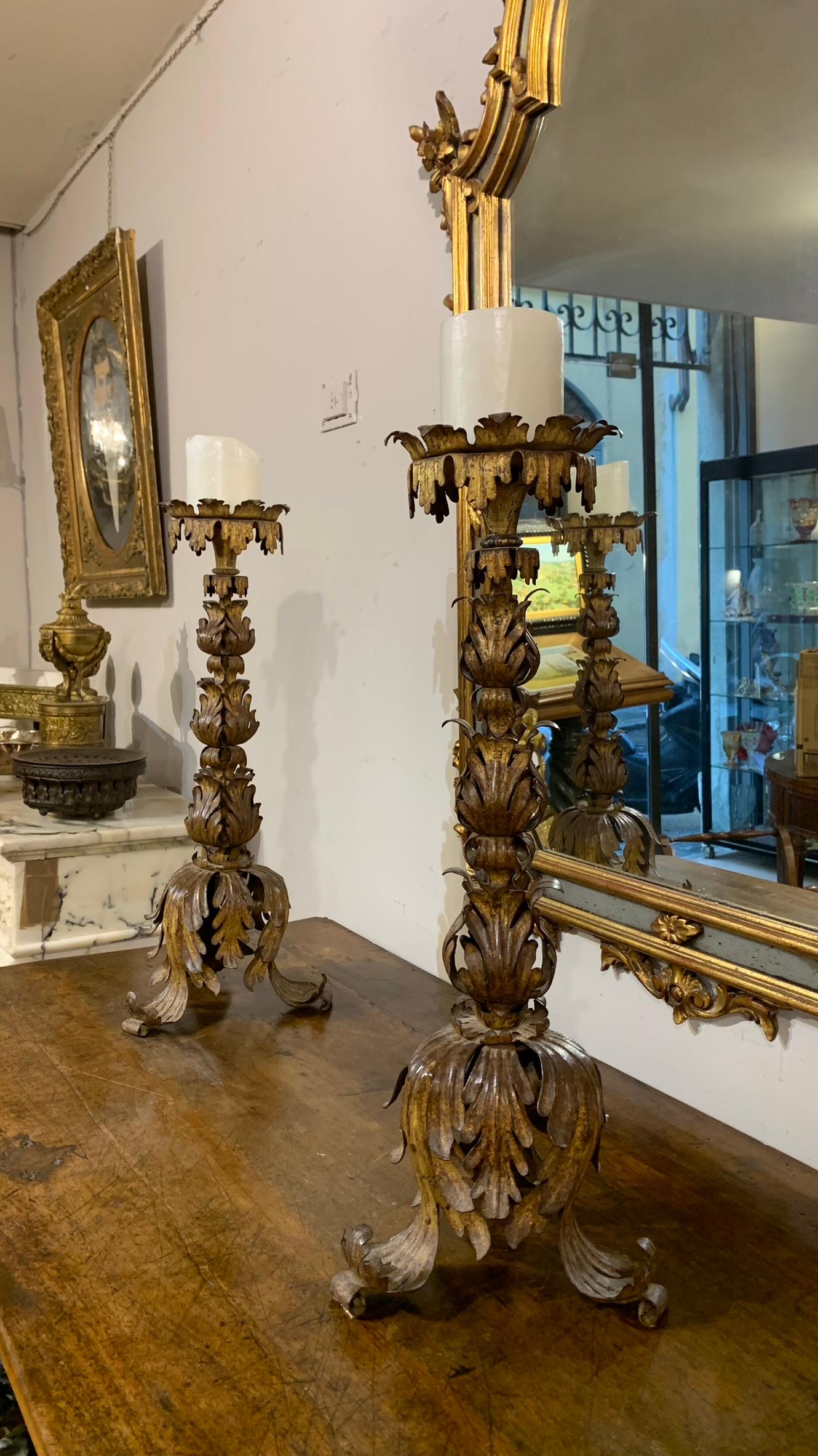 18th Century Pair of Iron Candlesticks  For Sale 11