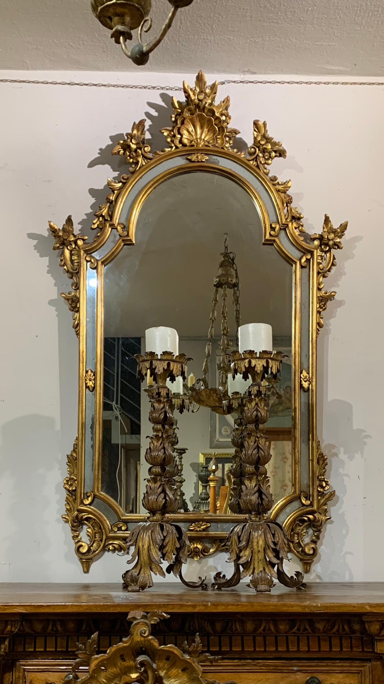 Rococo 18th Century Pair of Iron Candlesticks  For Sale