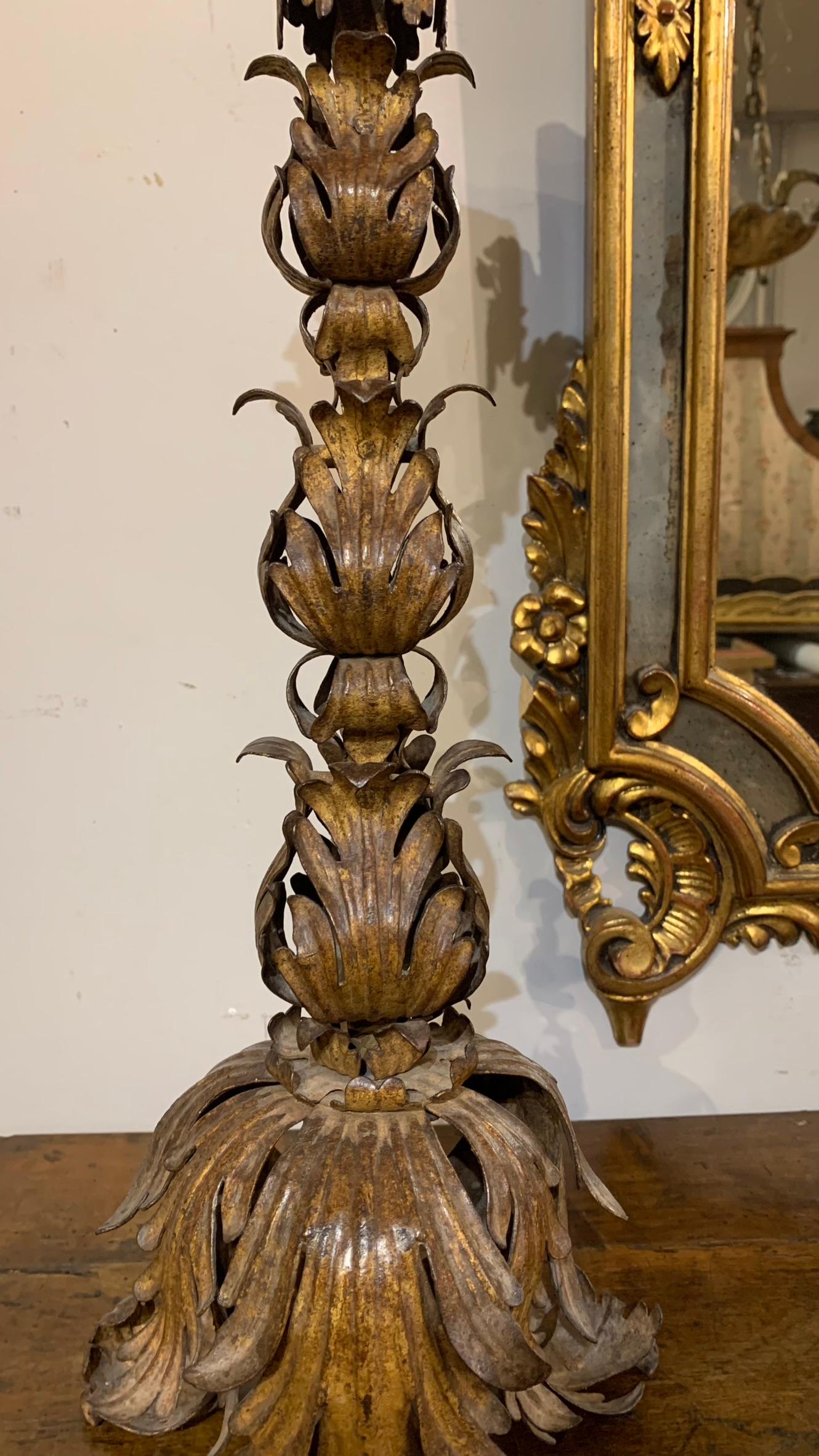 18th Century Pair of Iron Candlesticks  For Sale 3