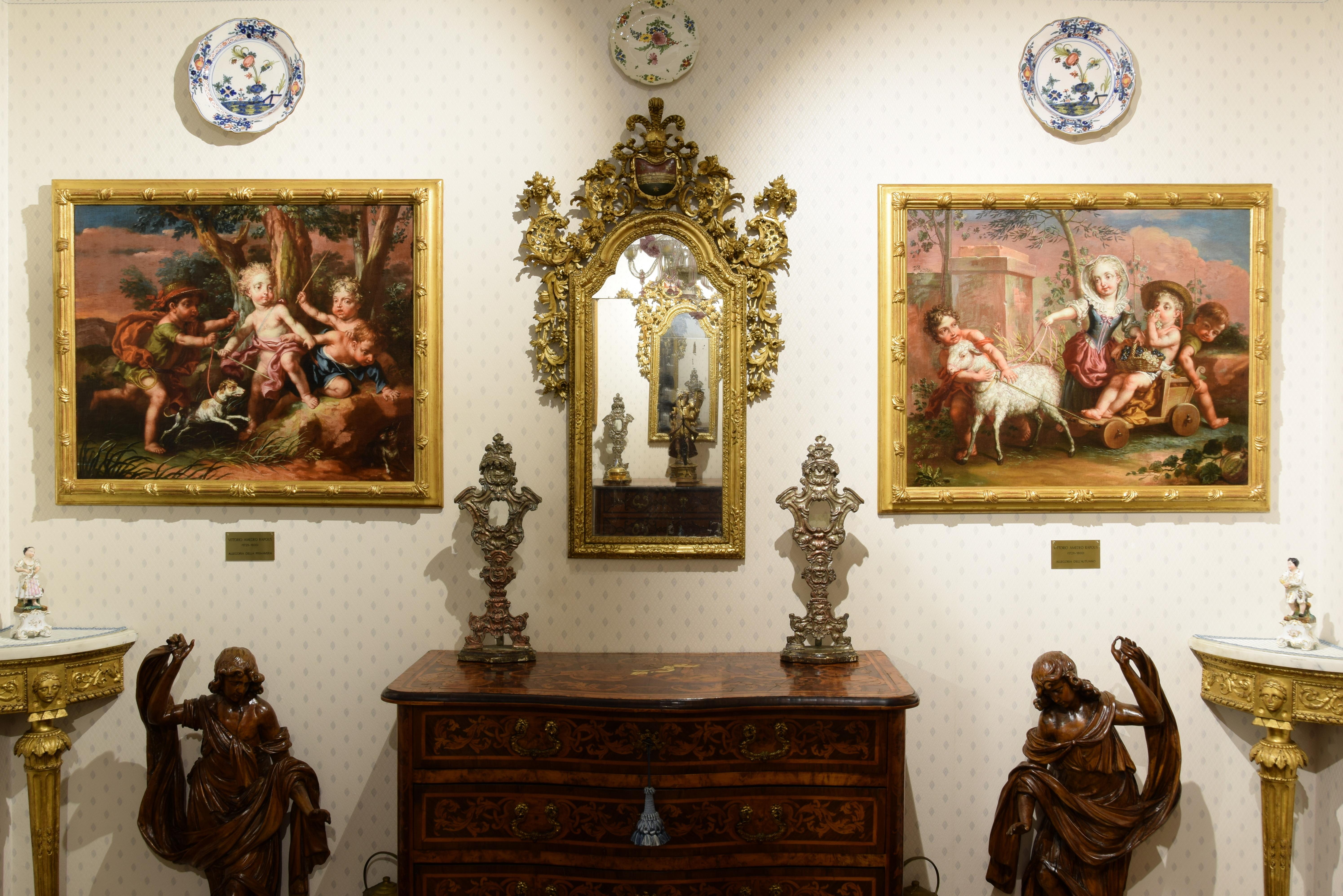 Paire de peintures allégoriques italiennes de Vittorio Amedeo Rapous, 18ème siècle en vente 5