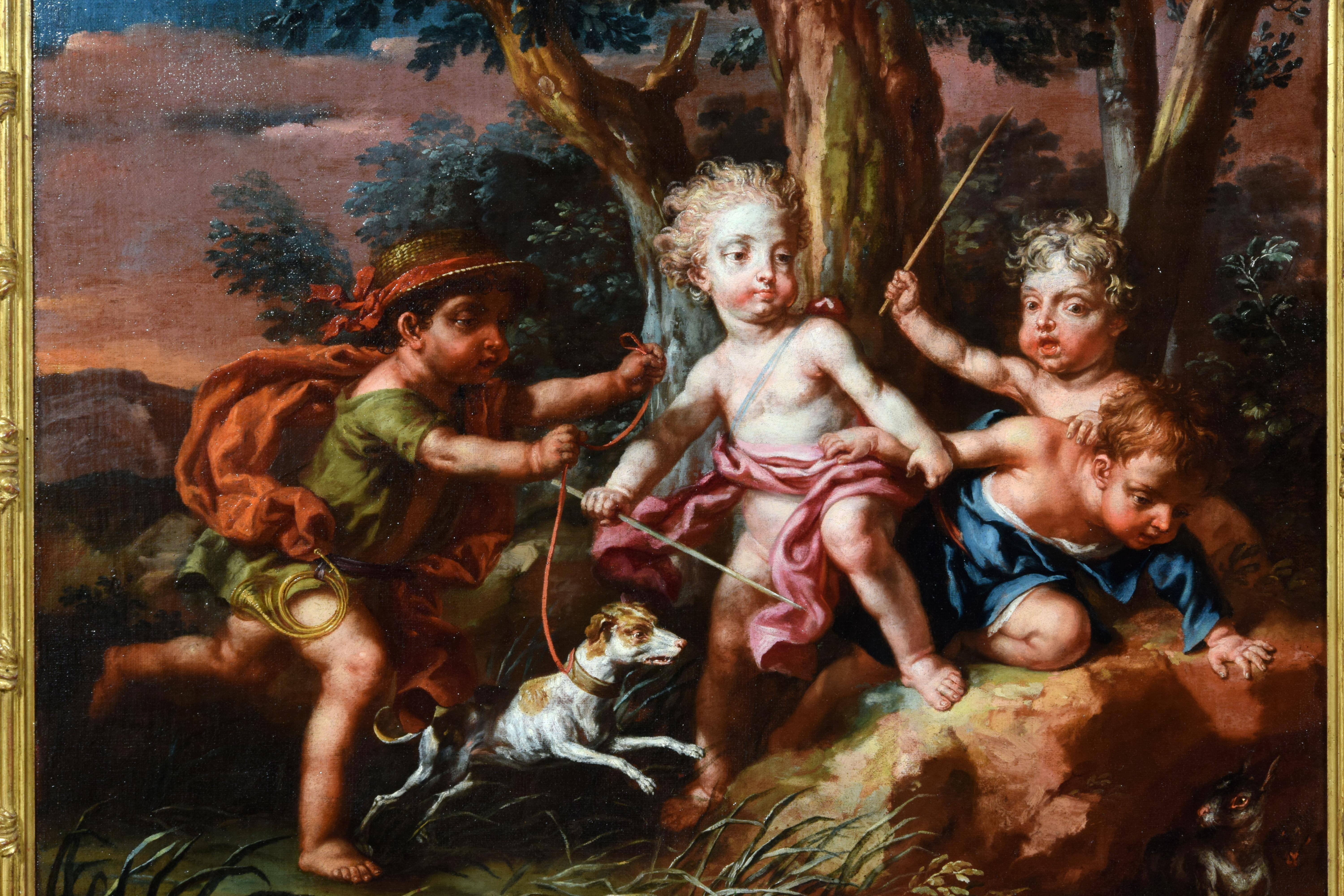 Paire de peintures allégoriques italiennes de Vittorio Amedeo Rapous, 18ème siècle en vente 7
