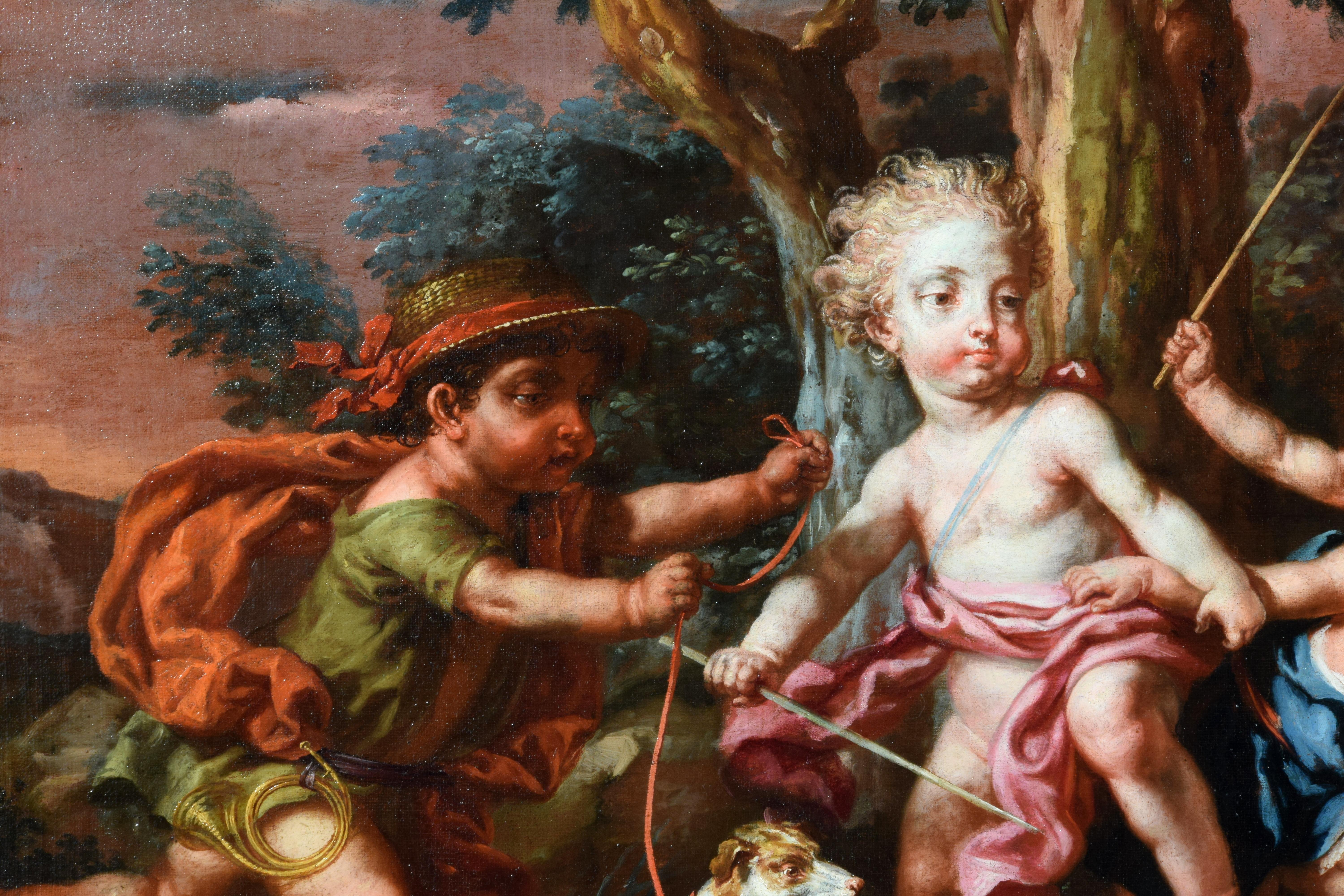Paire de peintures allégoriques italiennes de Vittorio Amedeo Rapous, 18ème siècle en vente 8