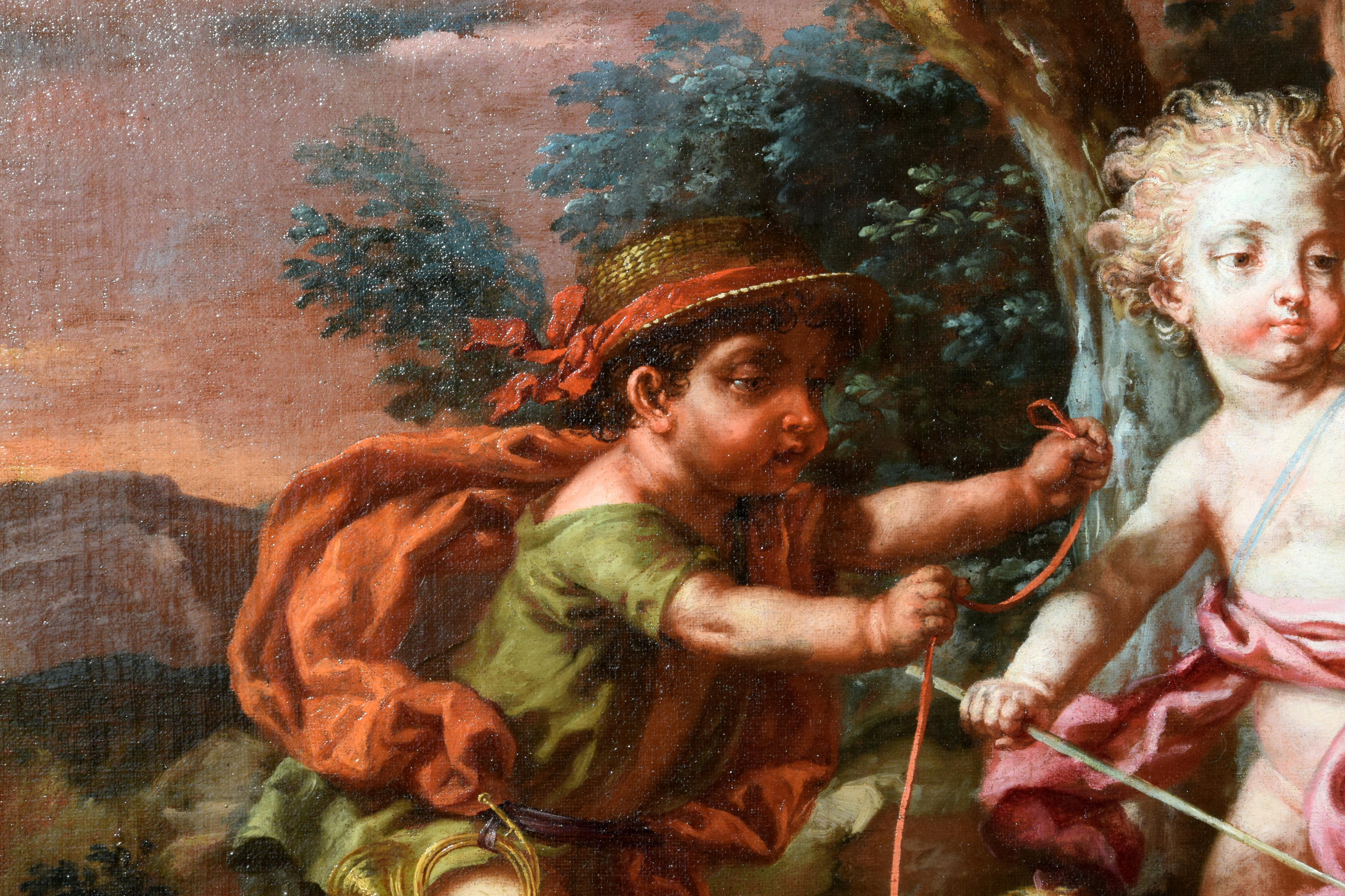 Paire de peintures allégoriques italiennes de Vittorio Amedeo Rapous, 18ème siècle en vente 11