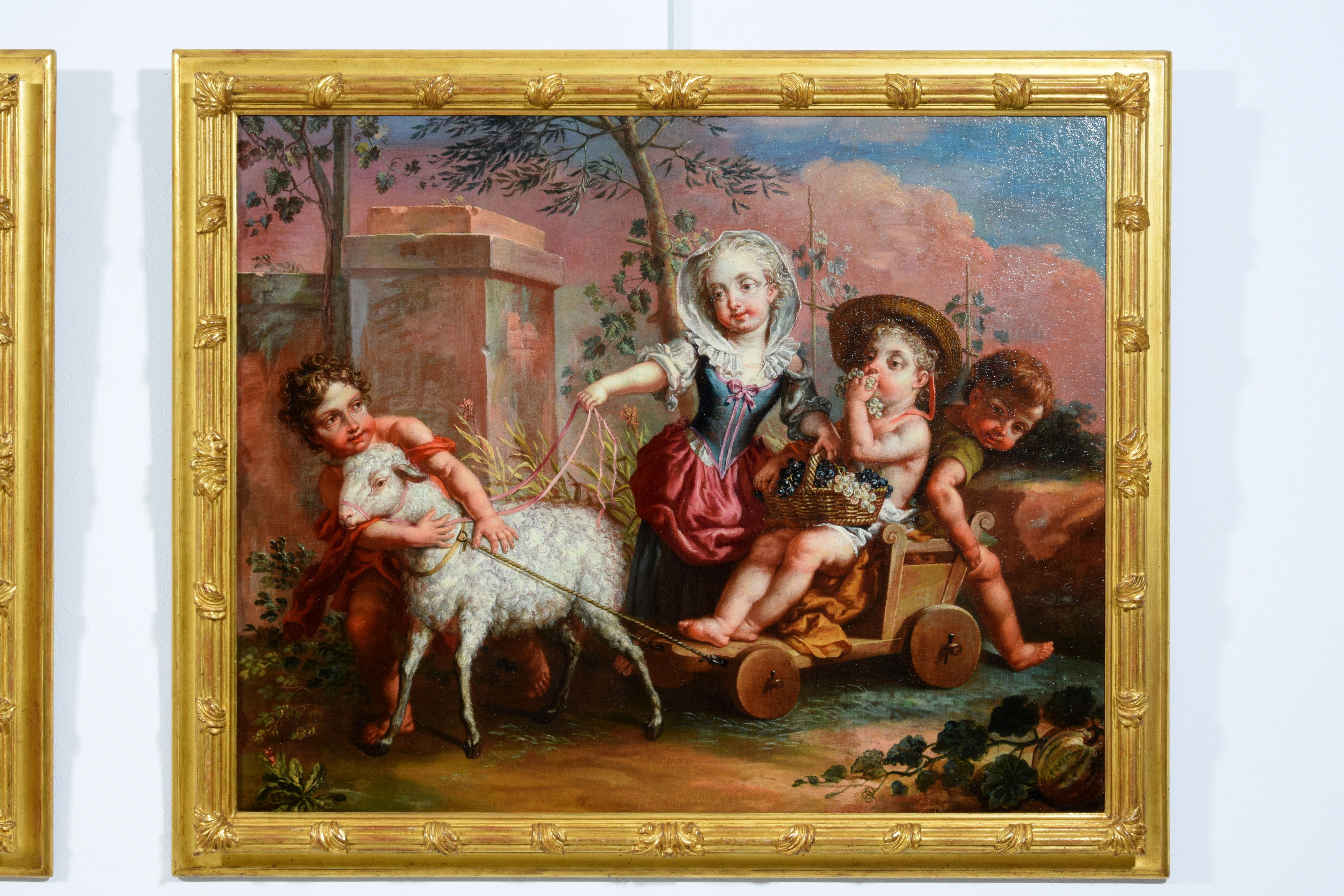 Paire de peintures allégoriques italiennes de Vittorio Amedeo Rapous, 18ème siècle en vente 12
