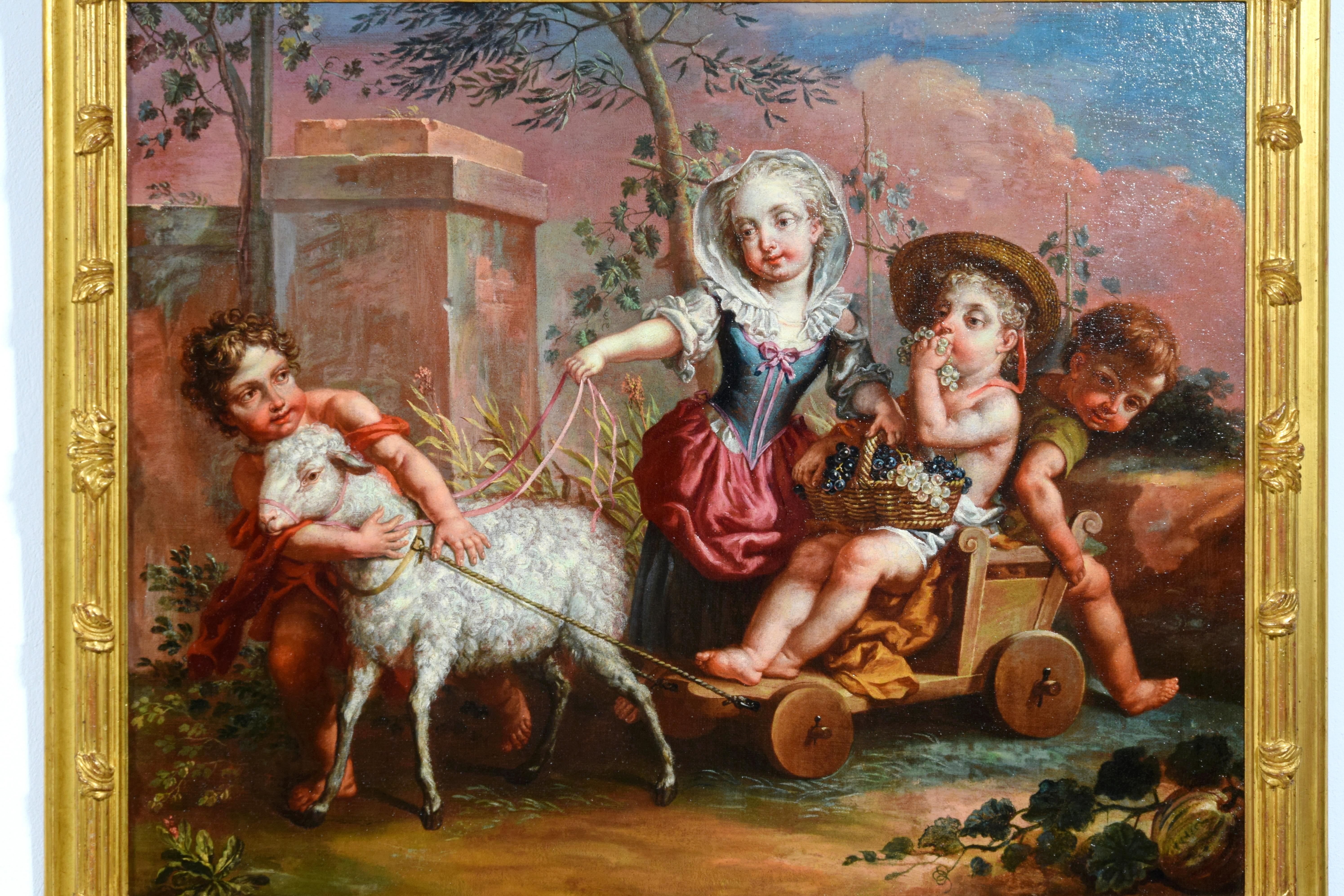 Paire de peintures allégoriques italiennes de Vittorio Amedeo Rapous, 18ème siècle en vente 13