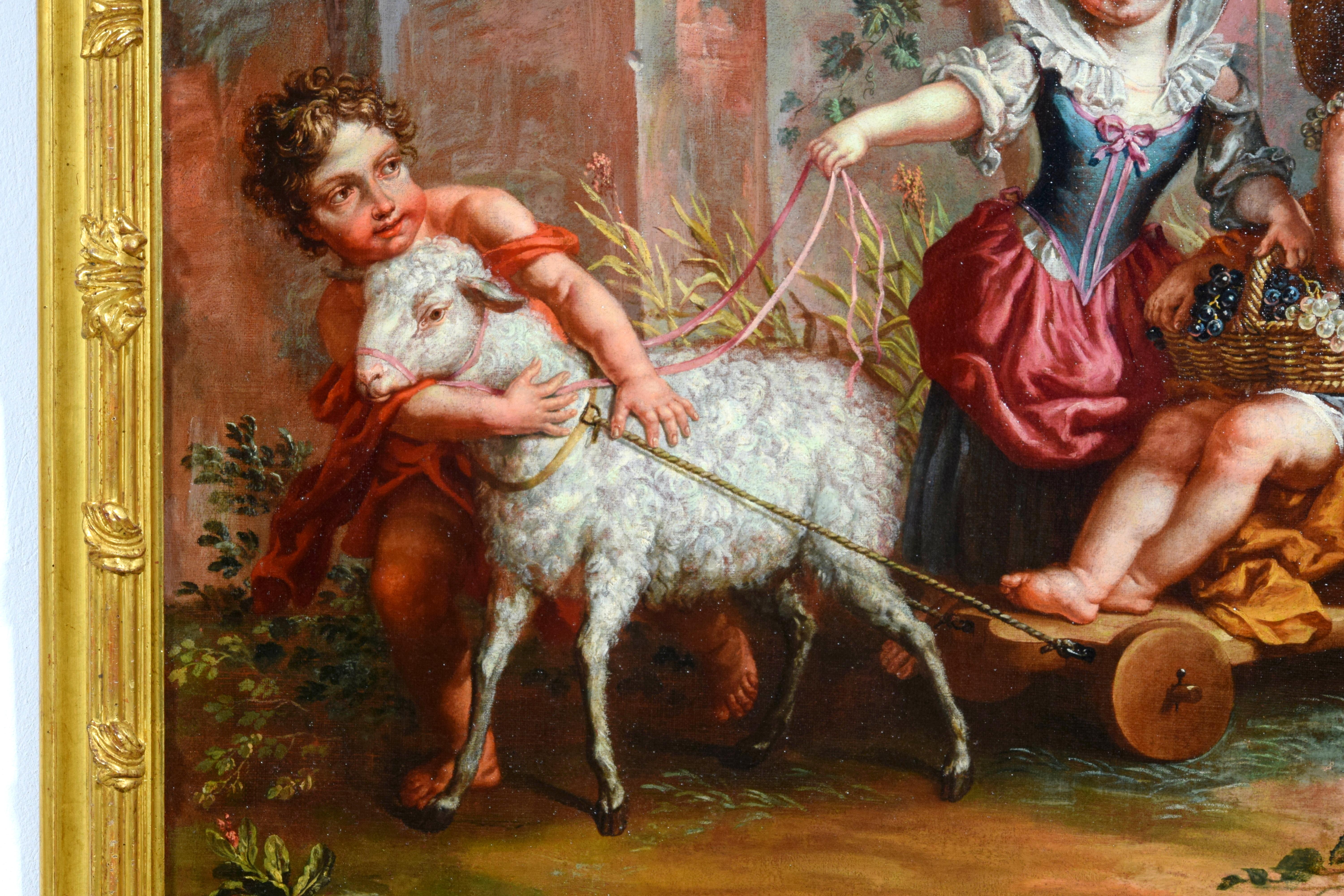 Paire de peintures allégoriques italiennes de Vittorio Amedeo Rapous, 18ème siècle en vente 14