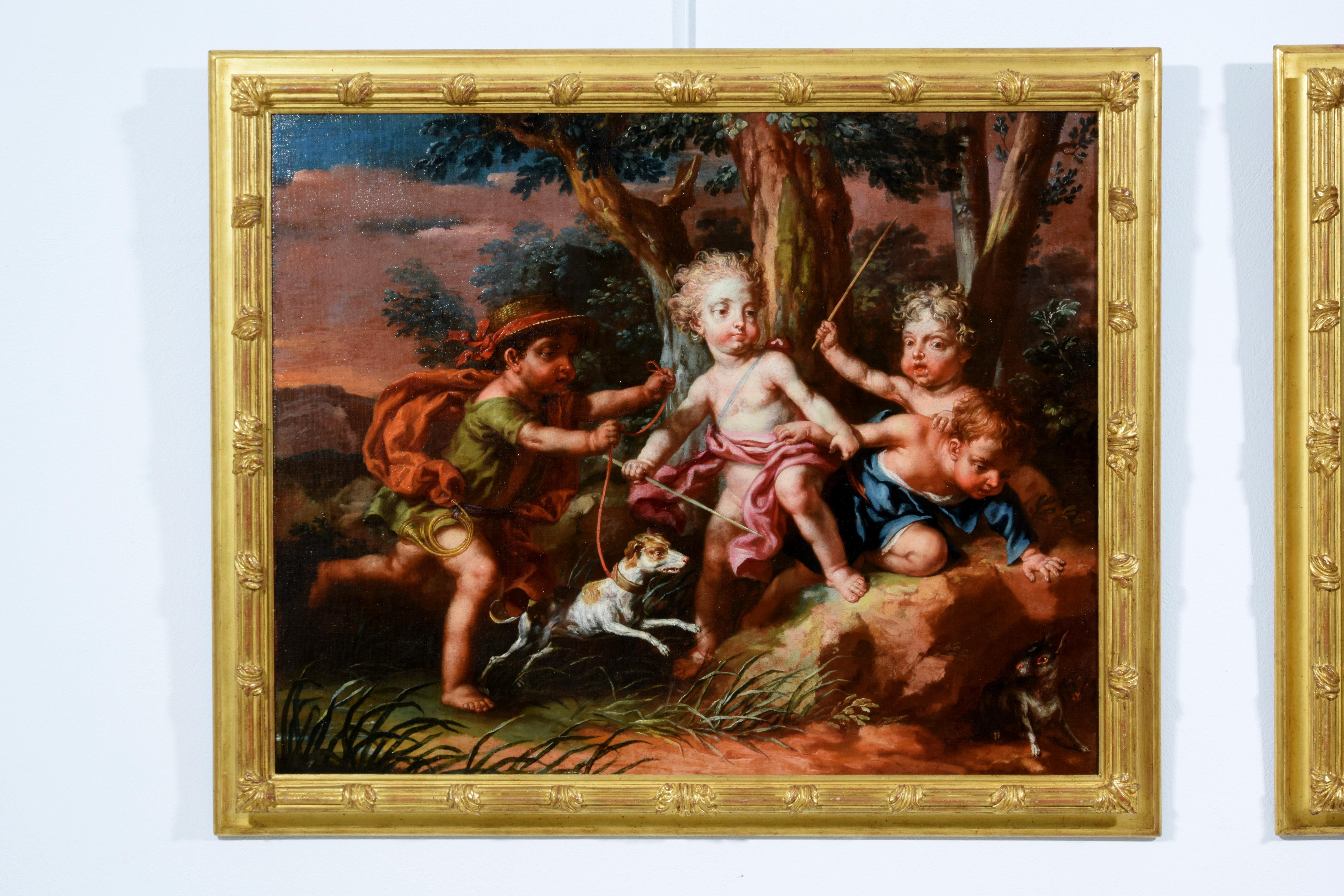 Rococo Paire de peintures allégoriques italiennes de Vittorio Amedeo Rapous, 18ème siècle en vente