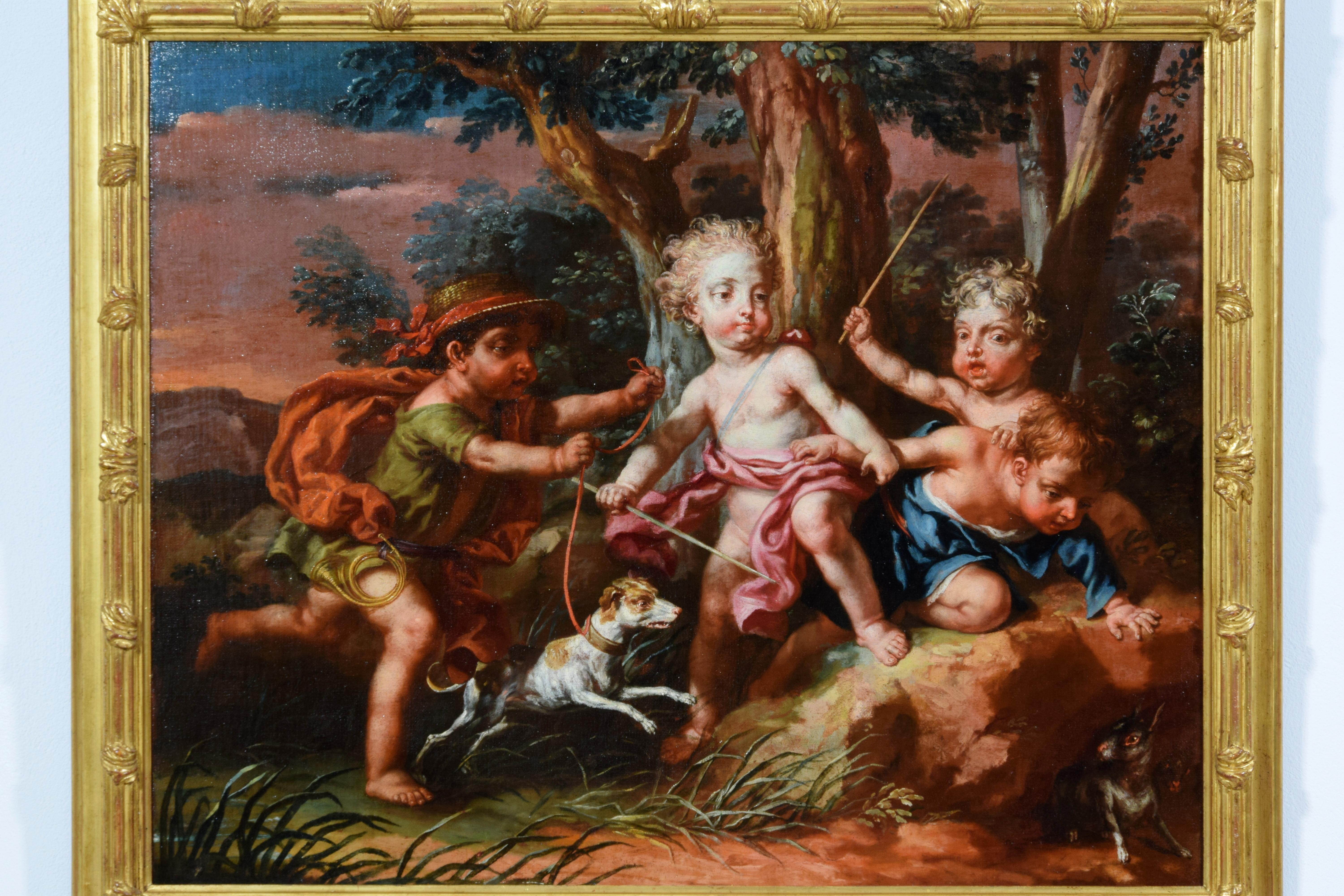 XVIIIe siècle Paire de peintures allégoriques italiennes de Vittorio Amedeo Rapous, 18ème siècle en vente