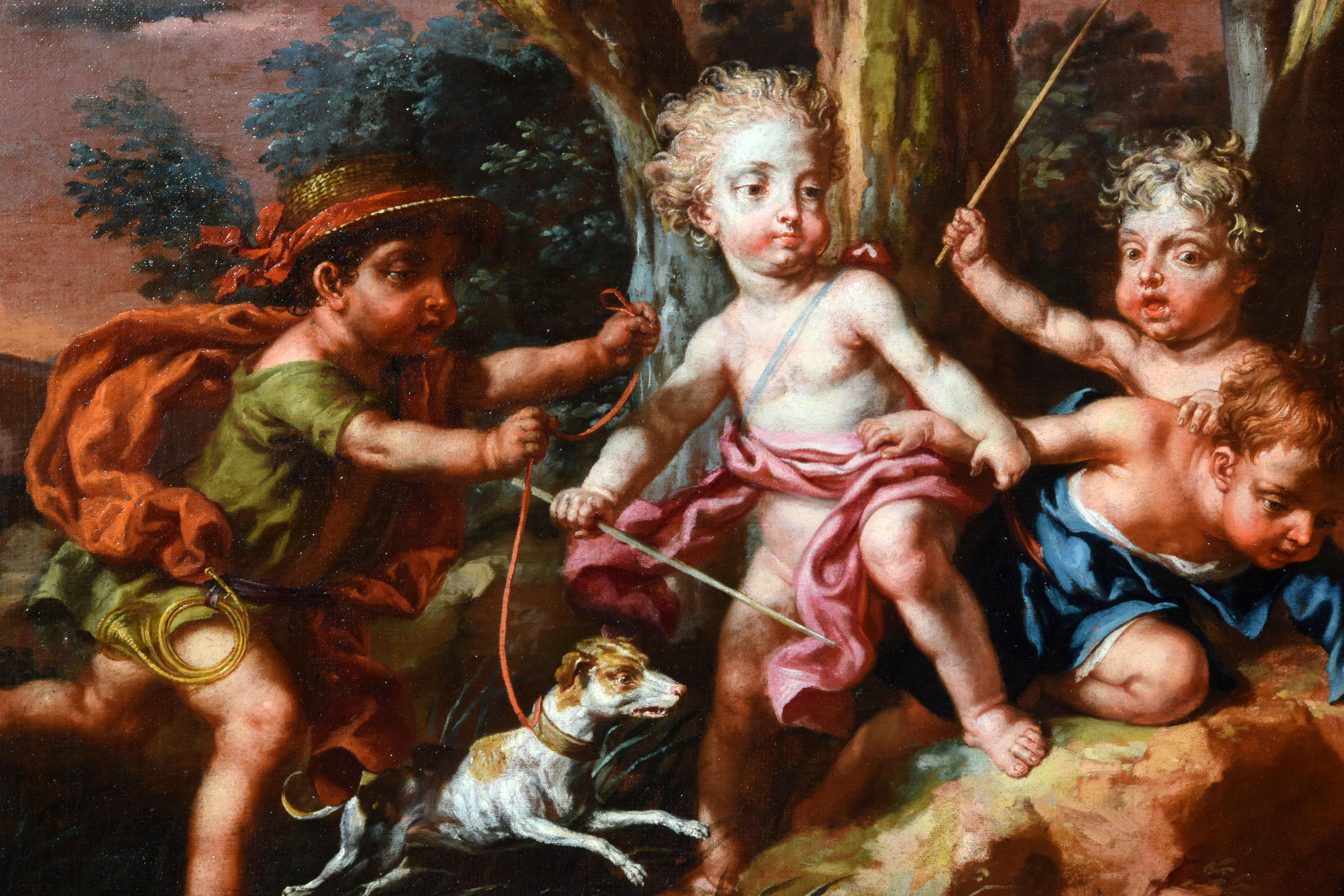 Paire de peintures allégoriques italiennes de Vittorio Amedeo Rapous, 18ème siècle en vente 1