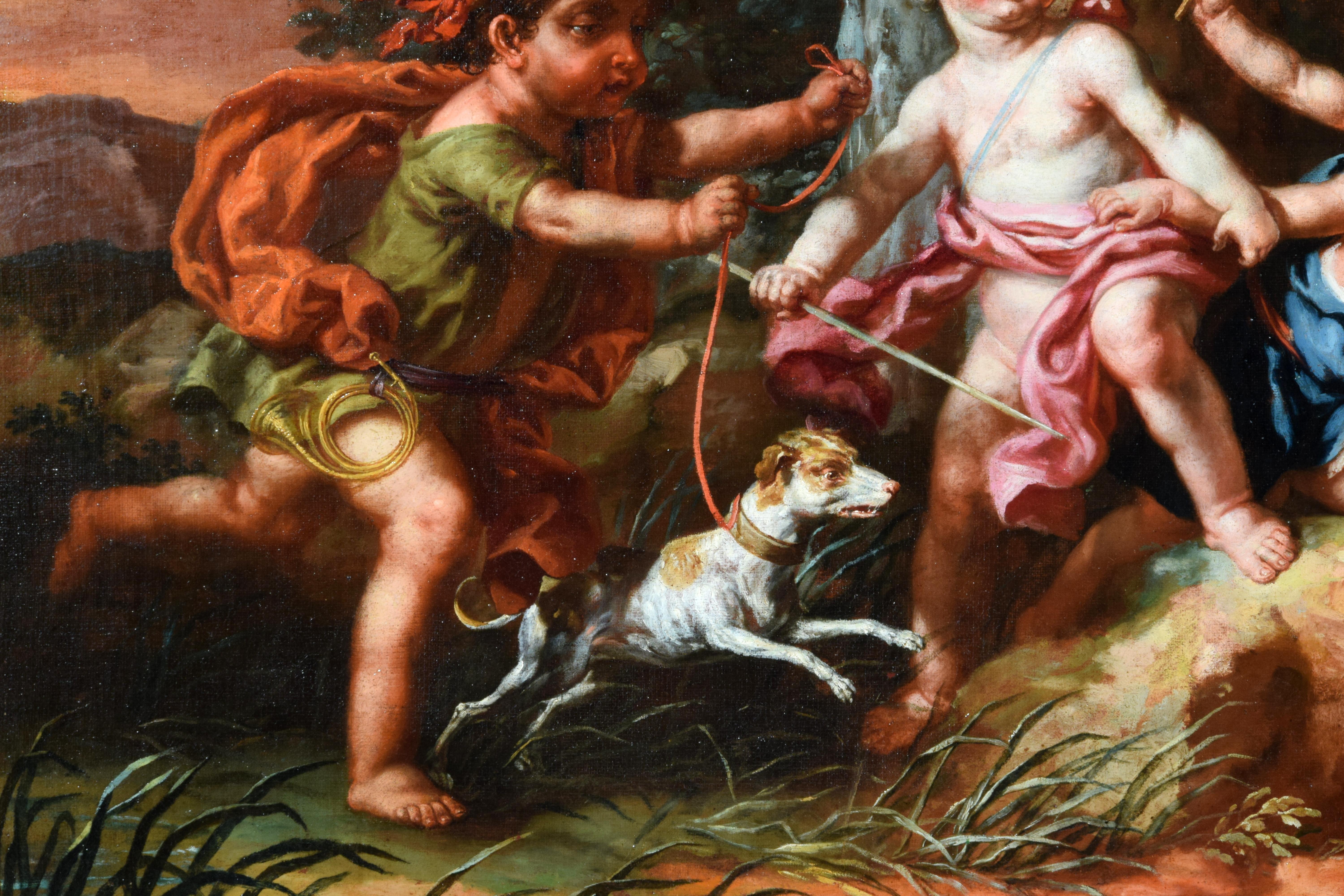 Paire de peintures allégoriques italiennes de Vittorio Amedeo Rapous, 18ème siècle en vente 2