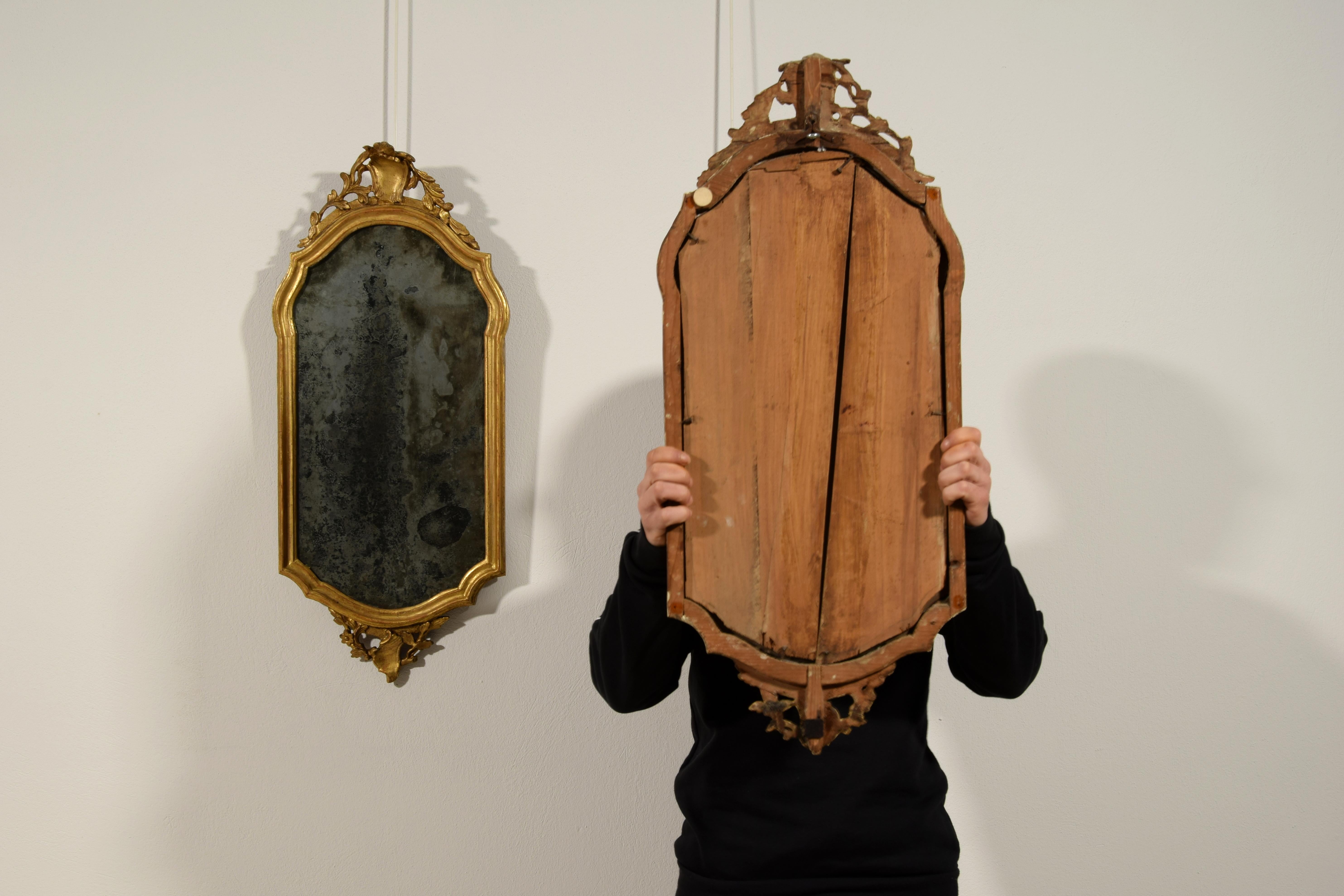 18th Century, Pair of Italian Carved and Giltwood Mirrors 7