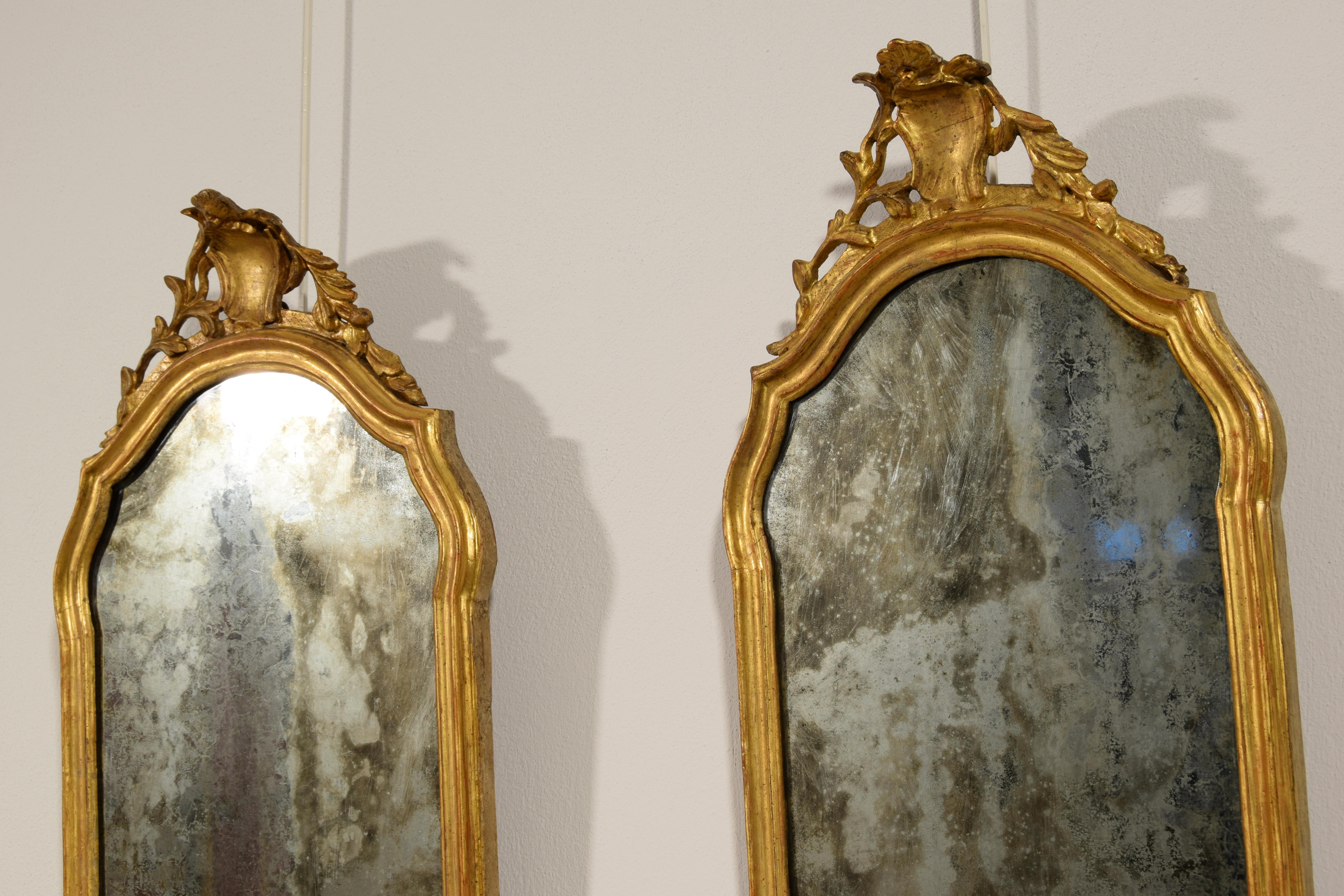 18th Century, Pair of Italian Carved and Giltwood Mirrors 3