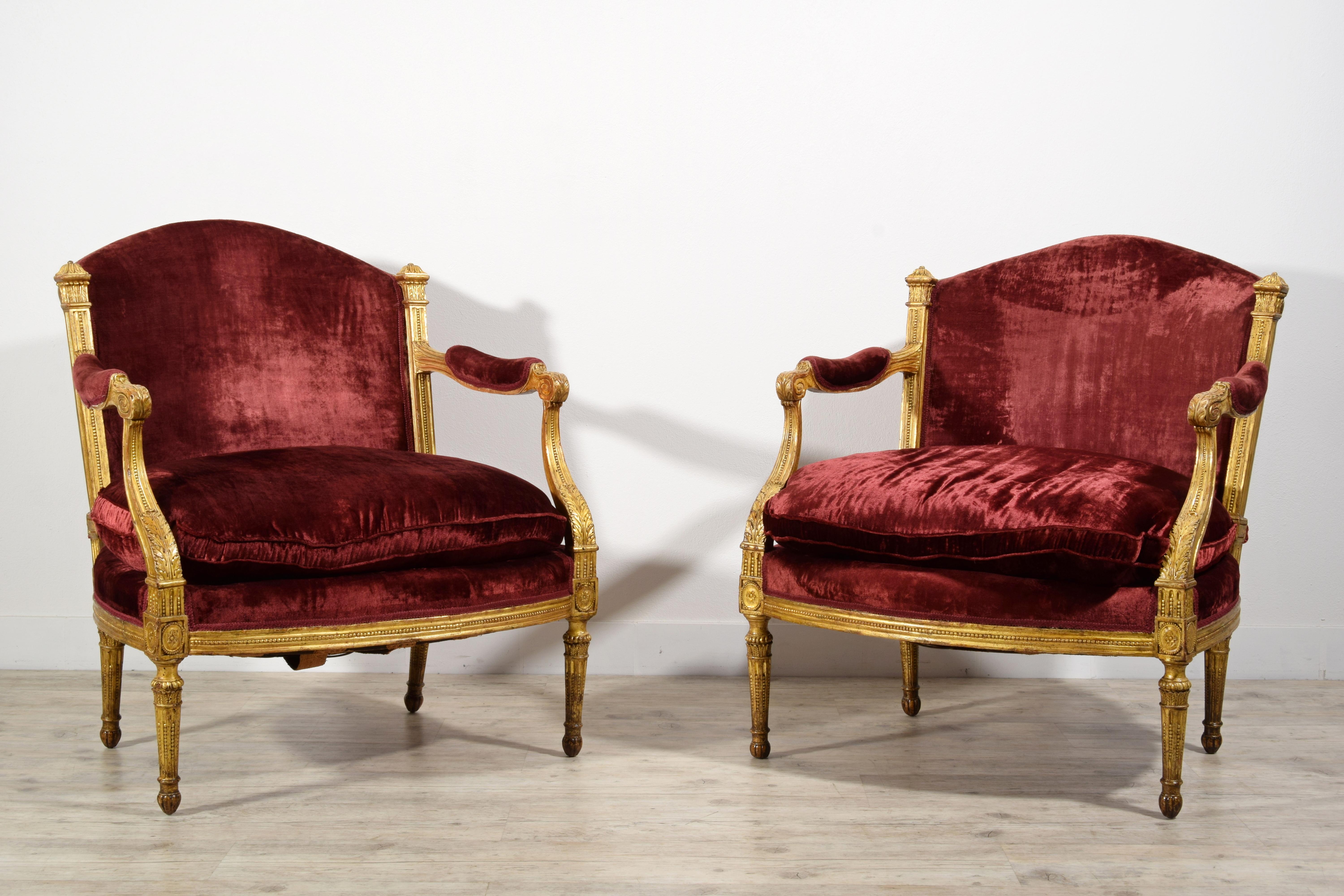18th century Pair of Italian Large Wood Armchairs  13