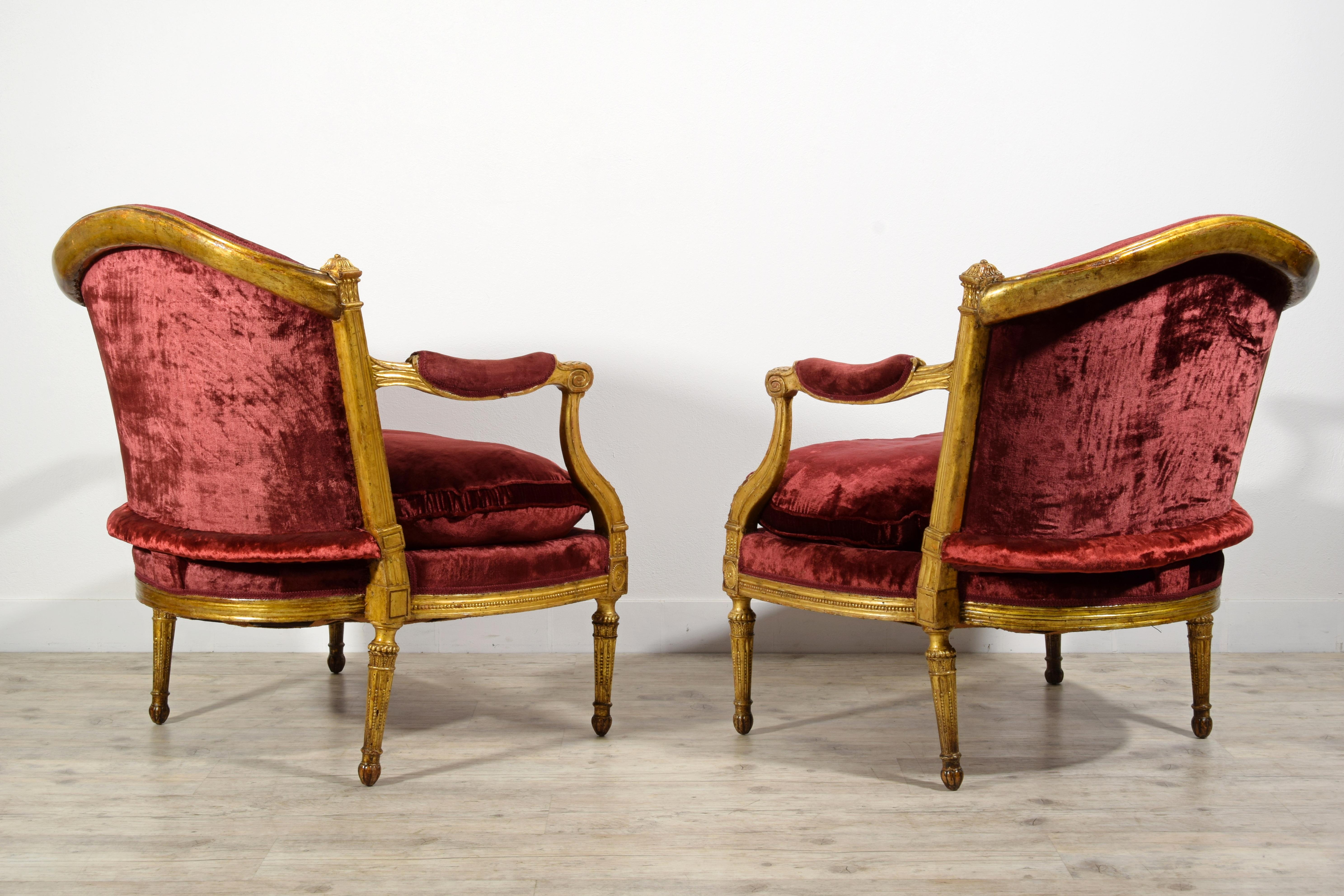 18th century Pair of Italian Large Wood Armchairs  1