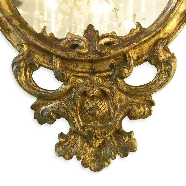 Pair of Italian Louis XV Mirrors 18th Century Mercury Glass Shaped Mirrors For Sale 3