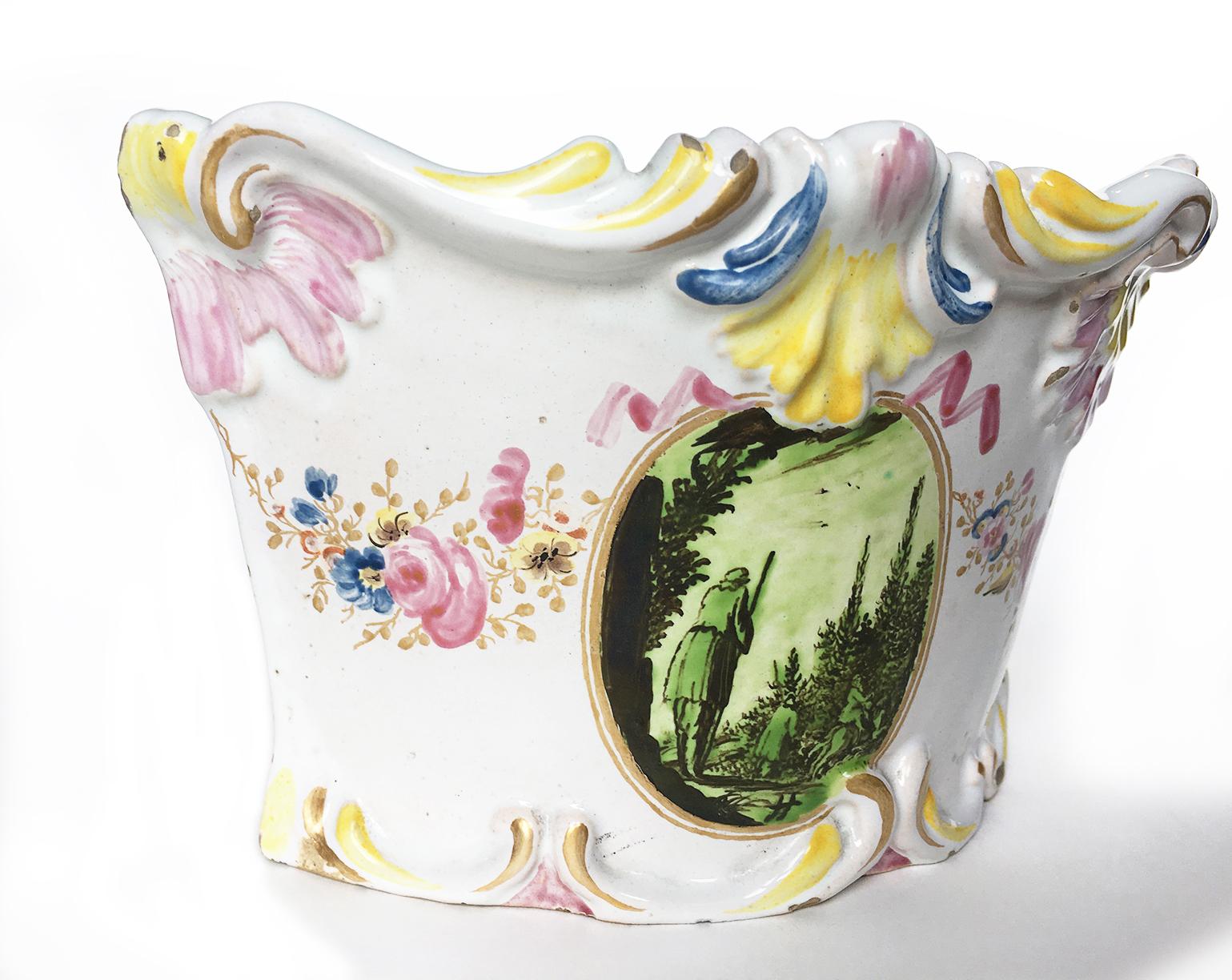 Other Pair of Ancient Italian Maiolica Flower Pots Milan, Rubati Factory, 1770 circa For Sale