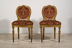 18th Century, Pair of Italian Neoclassical Giltwood Chairs
