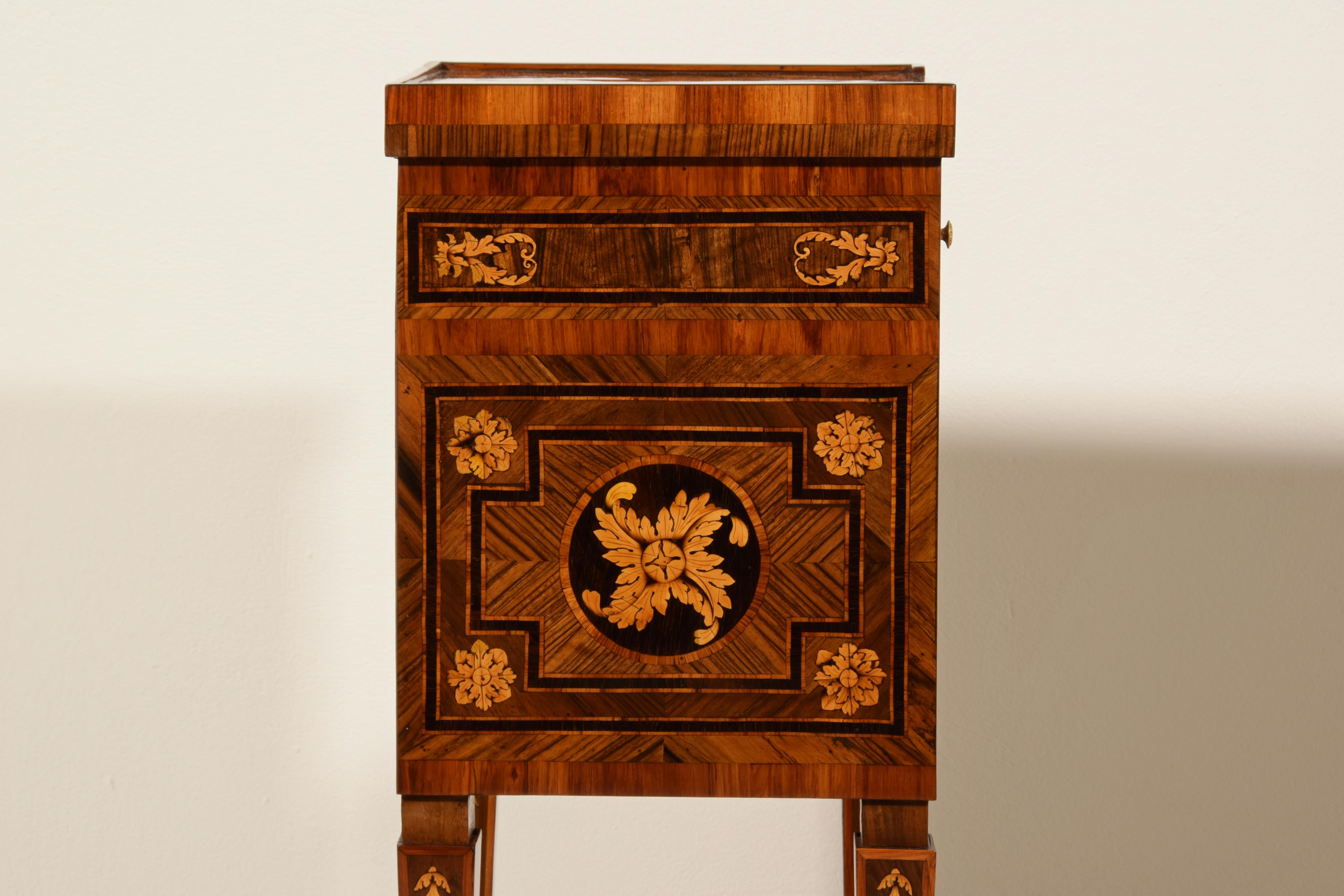 18th Century, Pair of Italian Neoclassical Inlaid Wood Bedside Tables 13