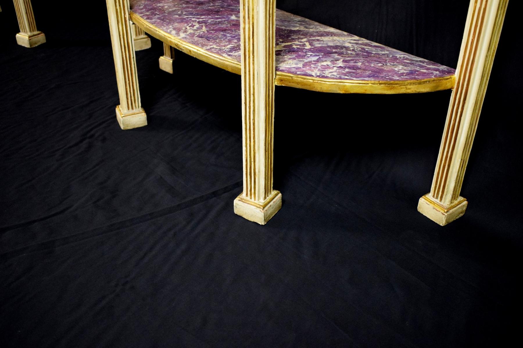 18th Century, Pair of Italian Neoclassical Lacquered and Giltwood Consoles For Sale 15