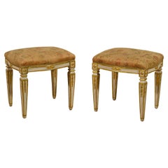 18th Century Pair of Italian Neoclassical Lacquered Wood Stools