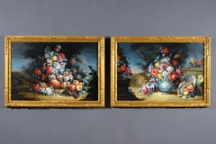 18th Century, Pair of Italian Paintigs with Still Life by Angelo Vacca