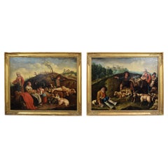 18th century, Pair of Italian painting with Pastoral Scenes, Londonio school